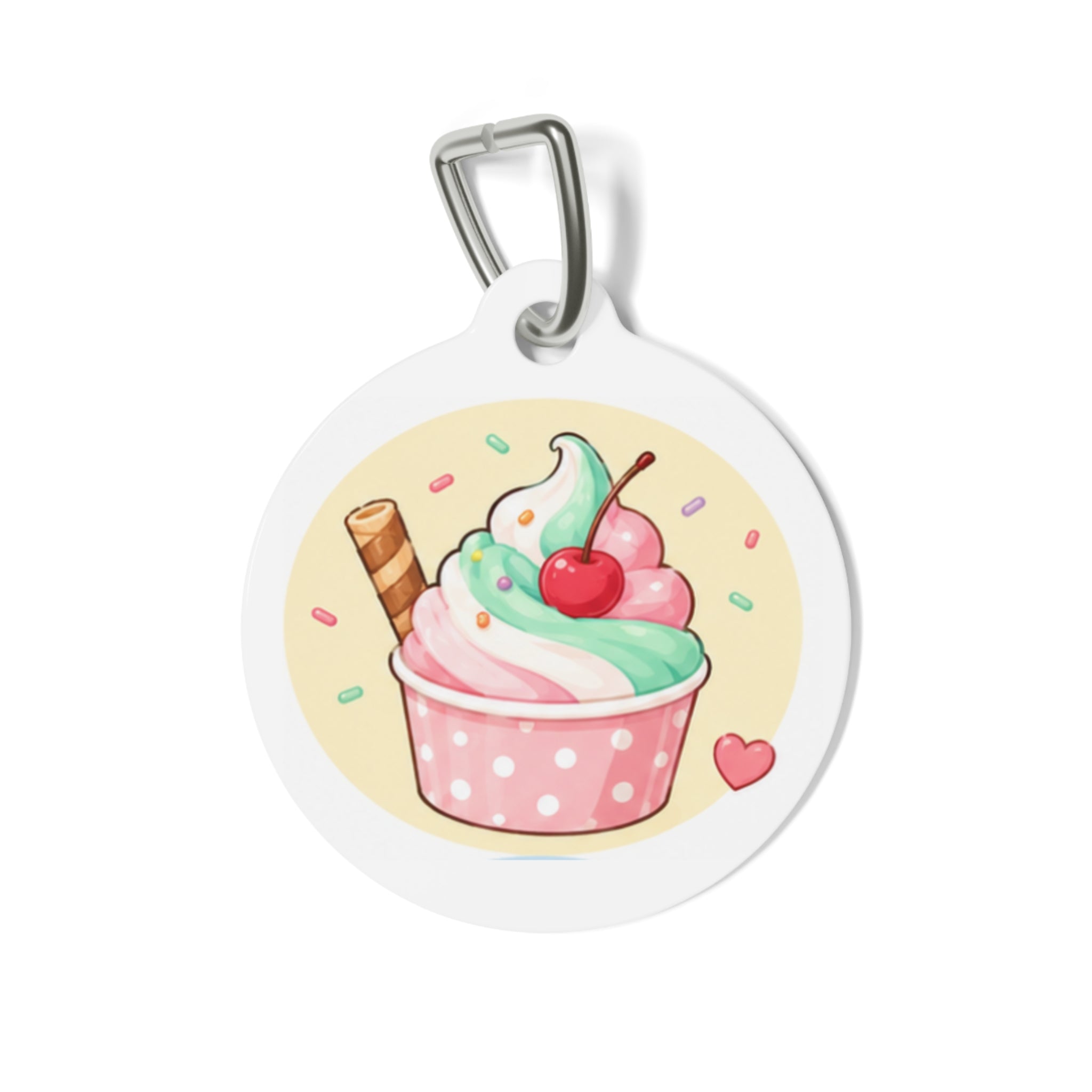 Cherry Sundae Whimsical Foodie Art Personalized Dog ID Tag