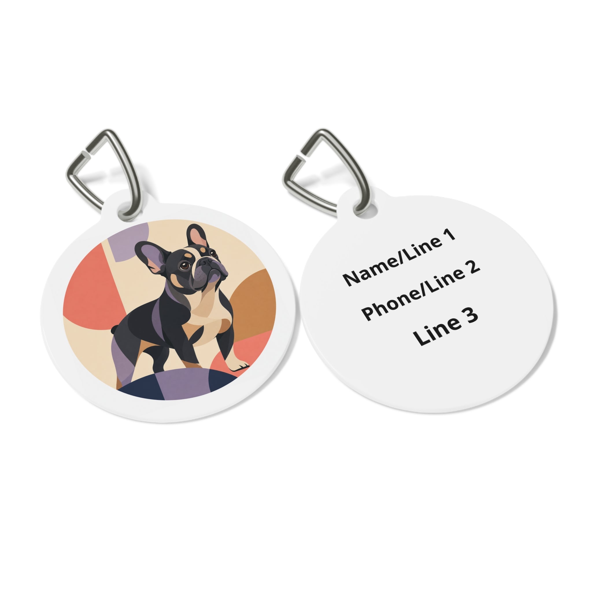 French Bulldog Modern Geometric Personalized Dog ID Tag