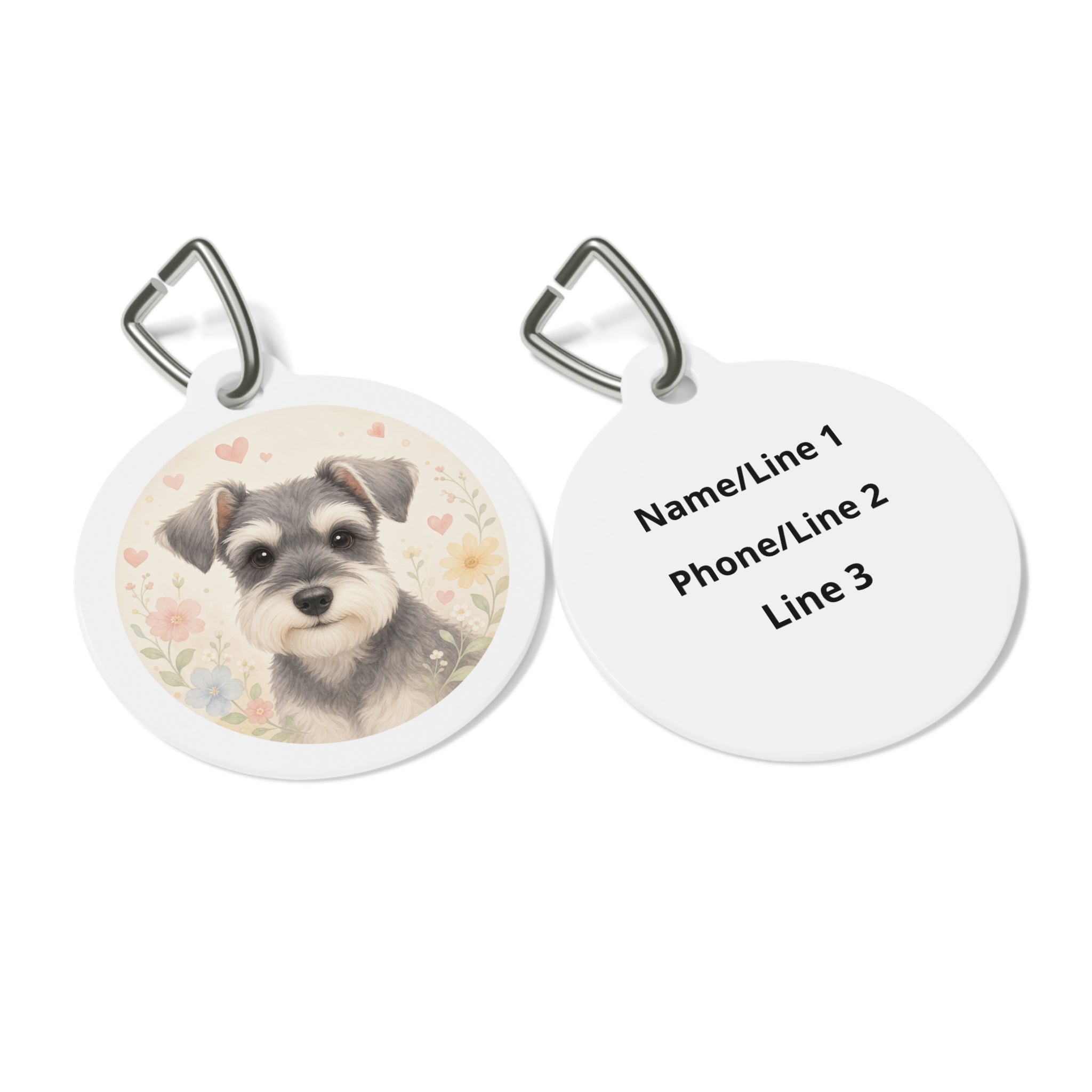 Miniature Schnauzer Cute Portrait Personalized Dog ID Tag