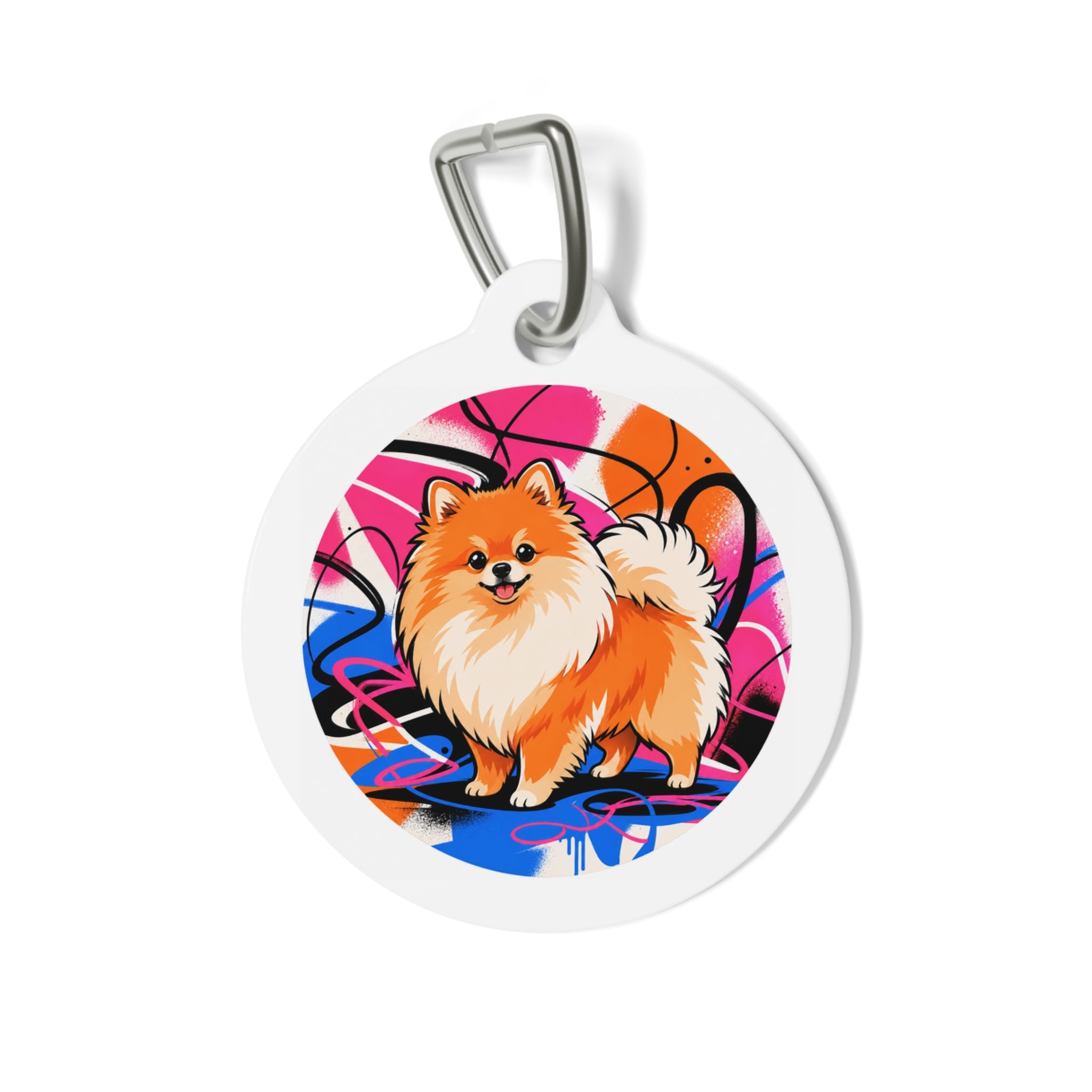 Pomeranian Sporty Graffiti Pop Personalized Dog ID Tag