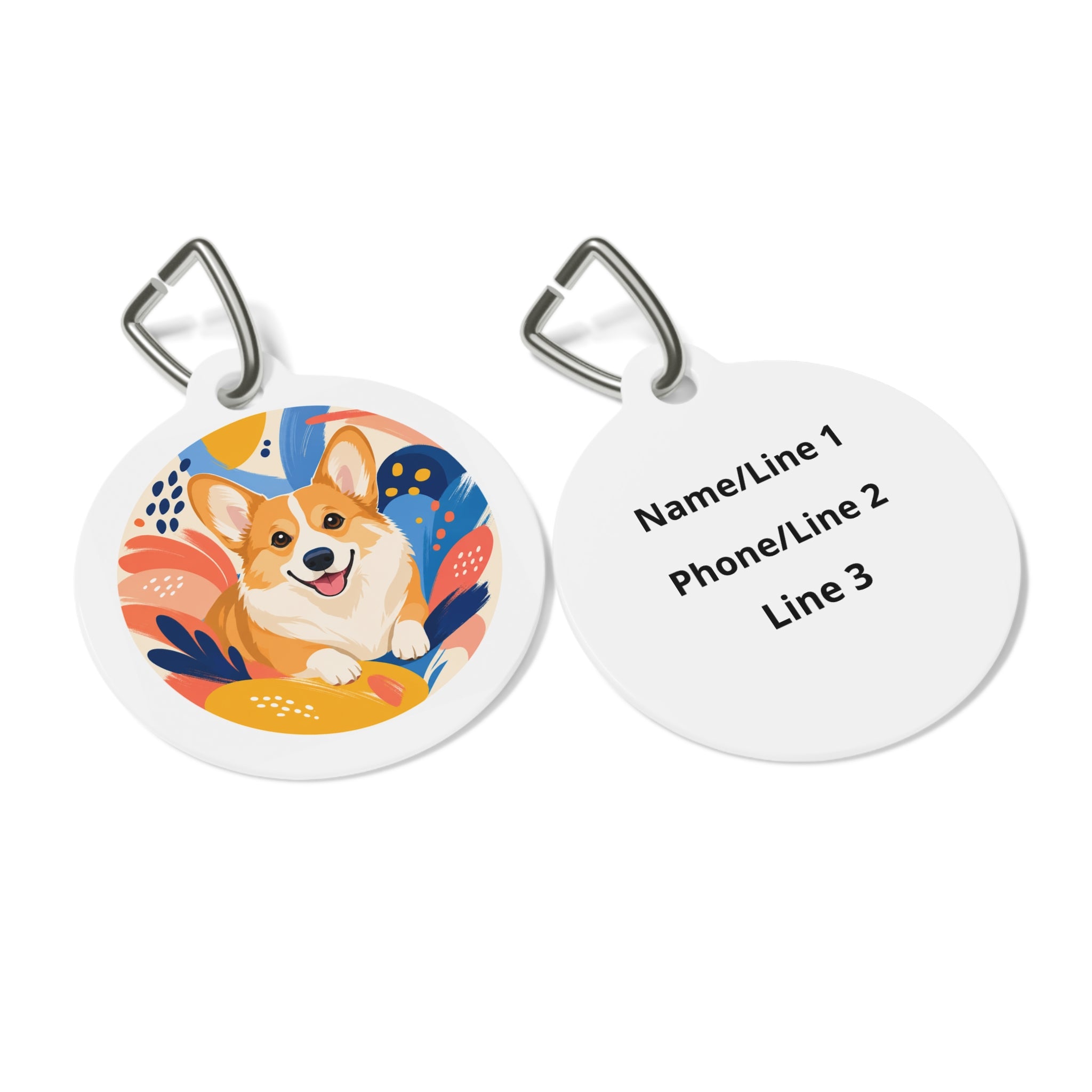 Pembroke Welsh Corgi Vibrant Color Personalized Dog ID Tag