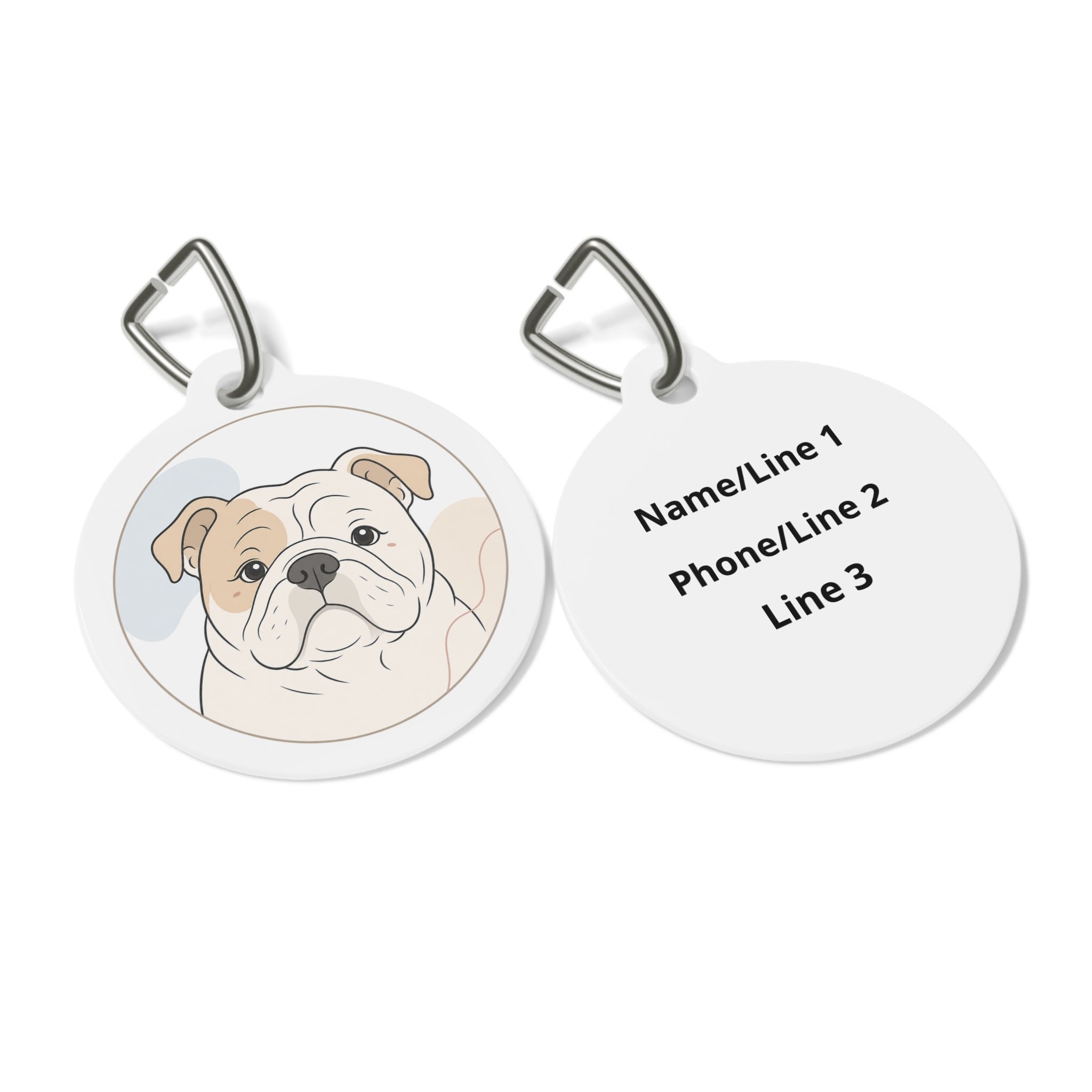 Bulldog Calm Line Art Personalized Dog ID Tag