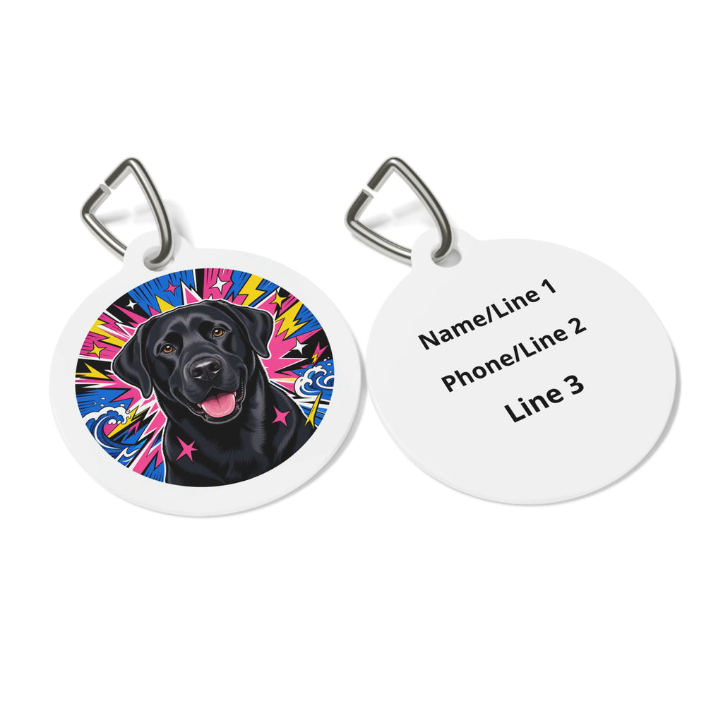 Labrador Retriever Electric Pop Black Personalized Dog ID Tag