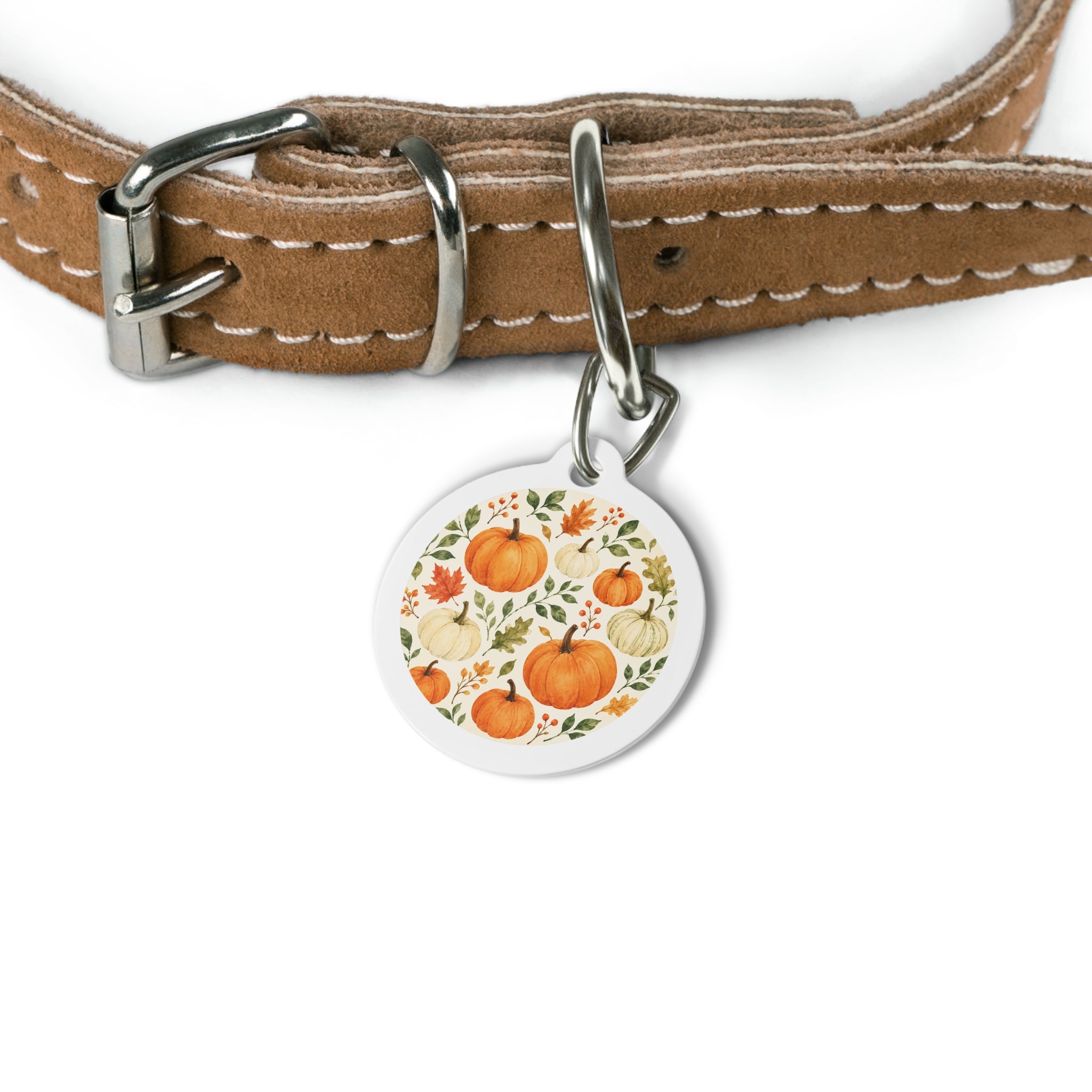Elegant Autumn Pumpkin Garden Personalized Dog ID Tag