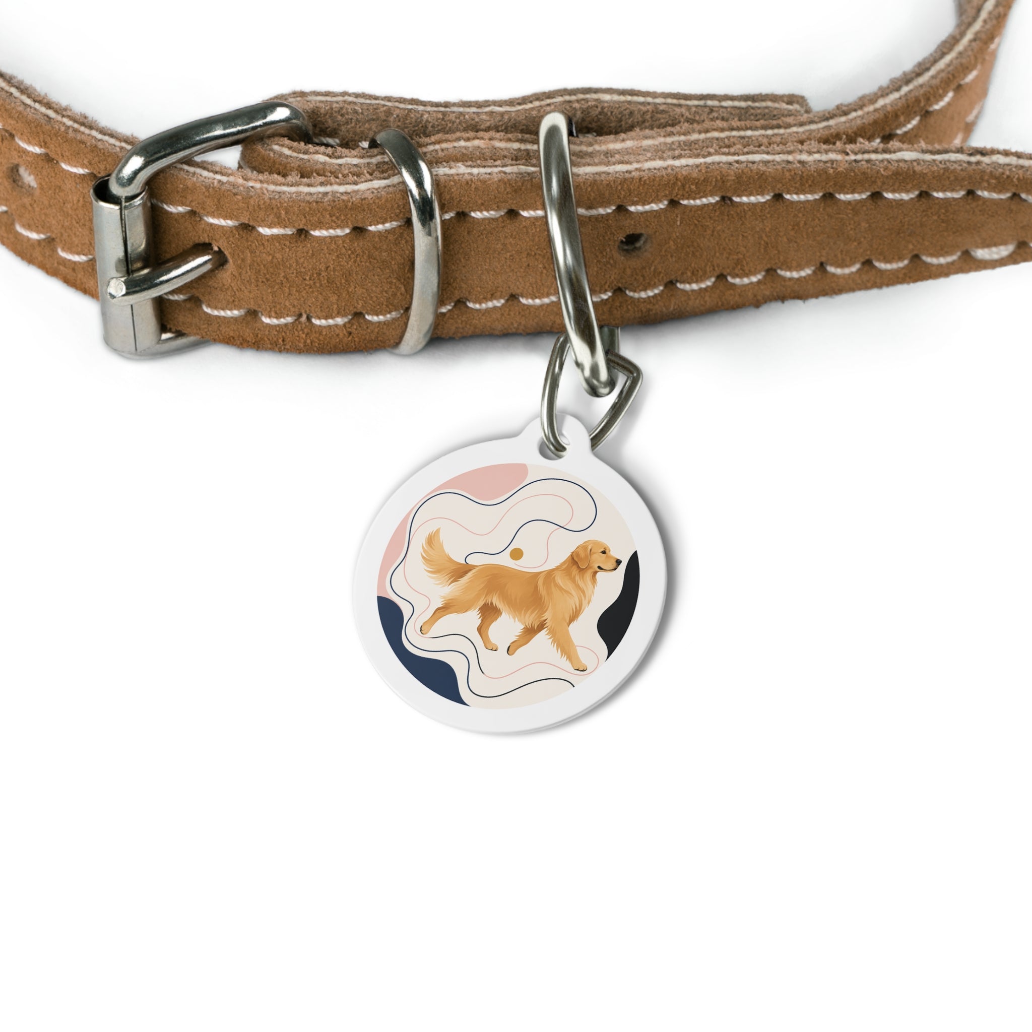 Golden Retriever Modern Contour Personalized Dog ID Tag