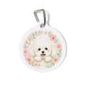 Bichon Frise Joyful Floral Personalized Dog ID Tag