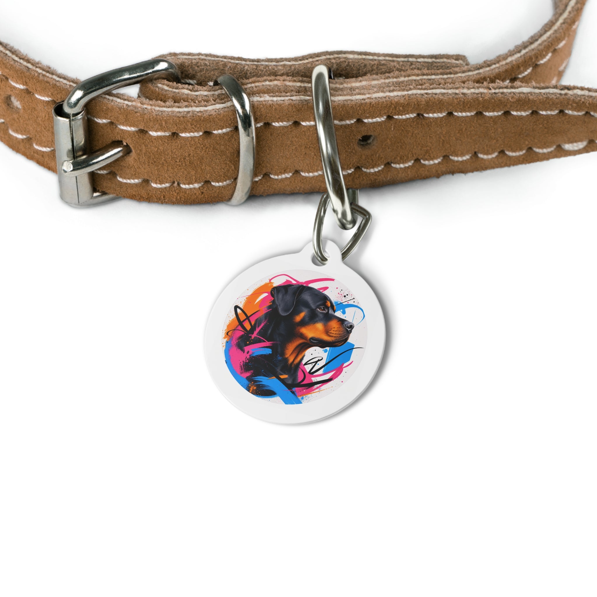 Rottweiler Graffiti Splash Profile Personalized Dog ID Tag