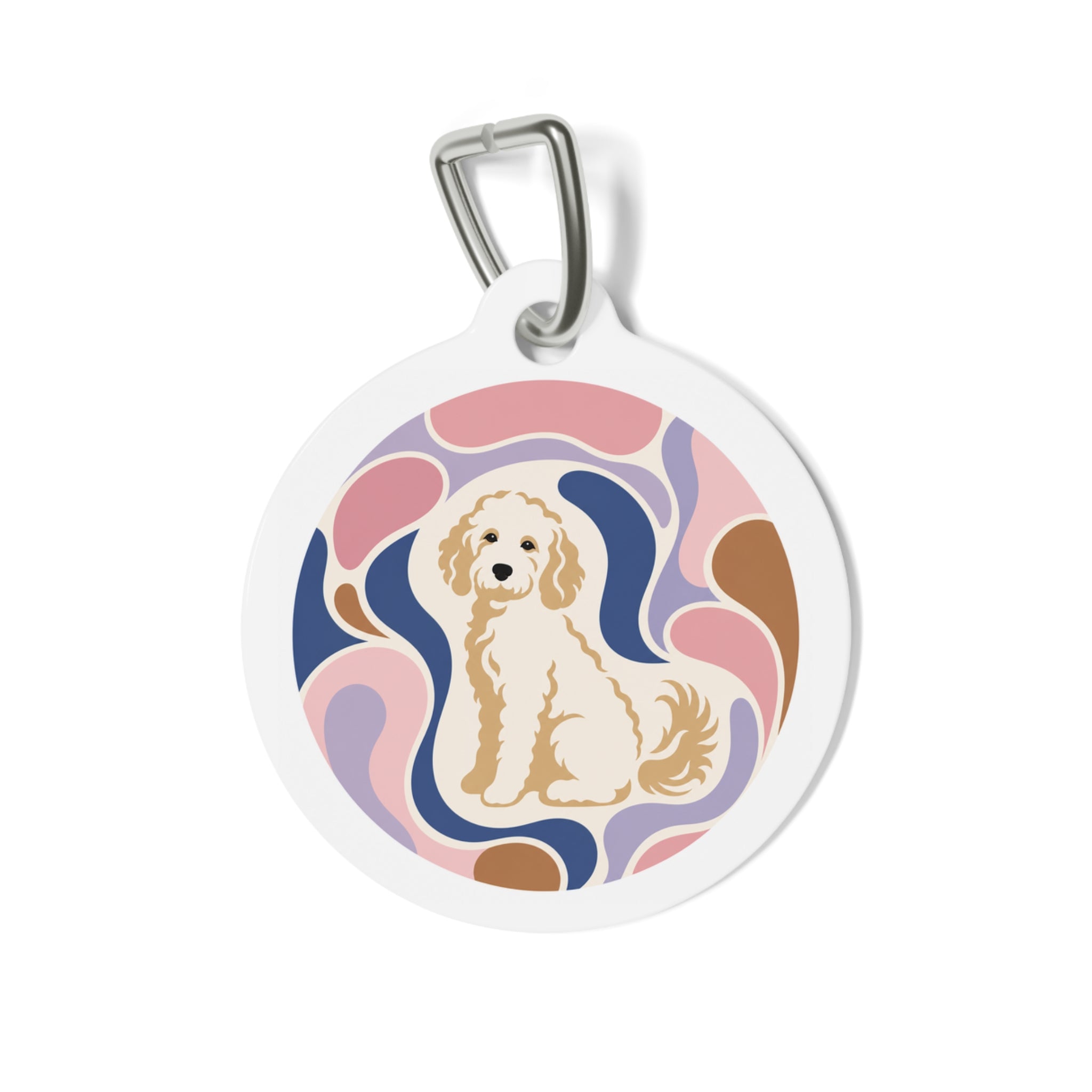 Goldendoodle Retro Swirl Pup Personalized Dog ID Tag