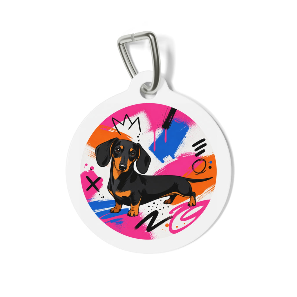 Dachshund Joyful Pop Art Personalized Dog ID Tag