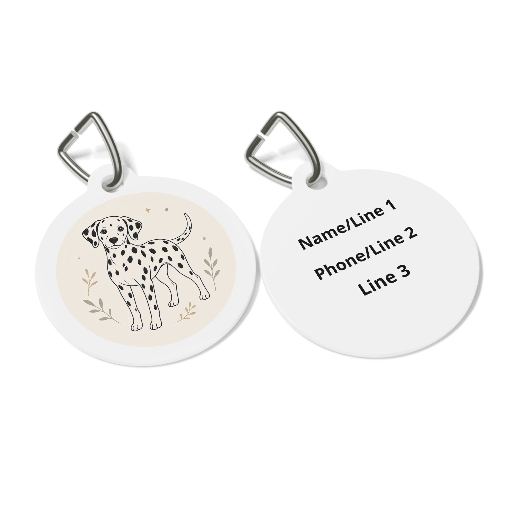 Dalmatian Botanical Full-Body Line Personalized Dog ID Tag