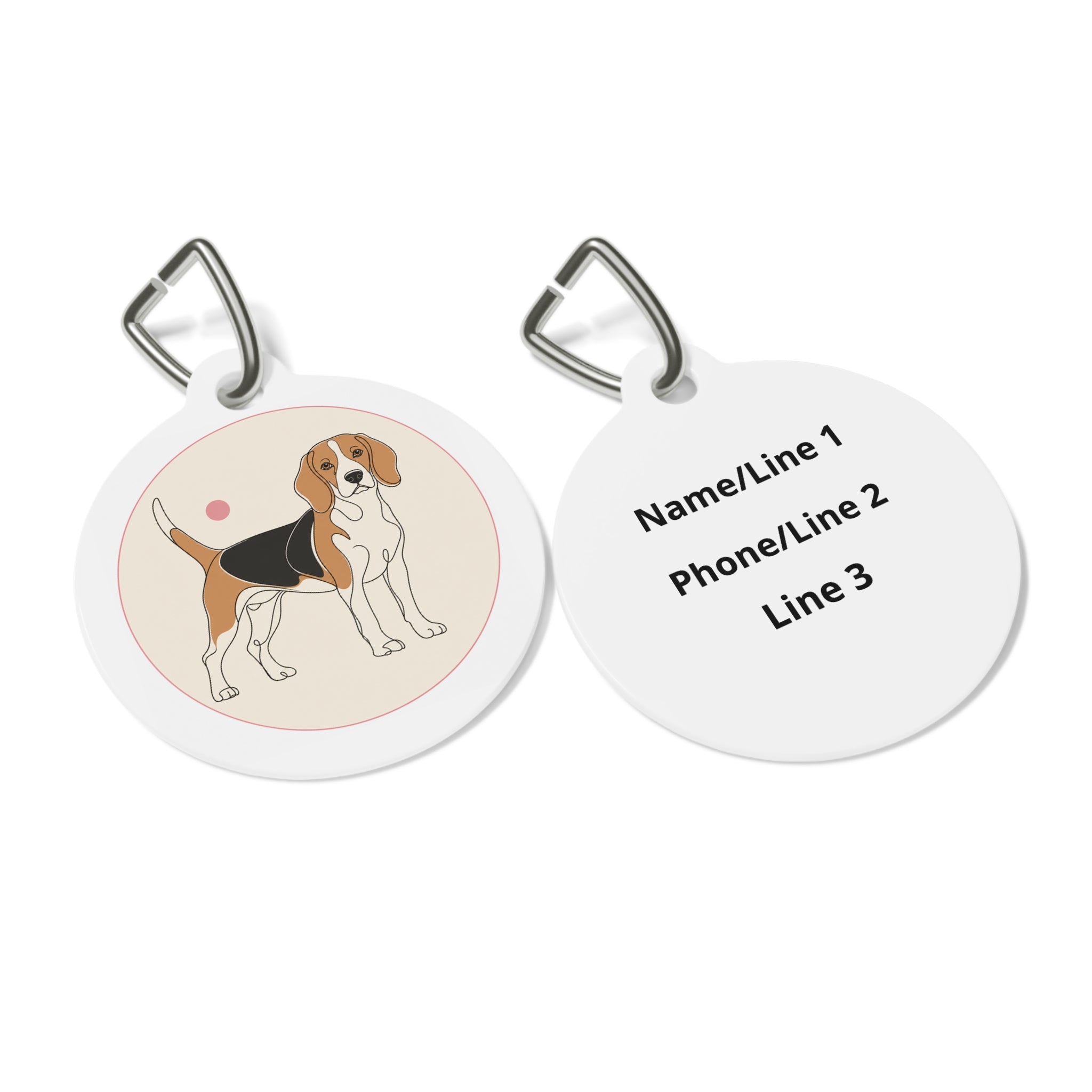 Beagle Pastel Minimalist Personalized Dog ID Tag