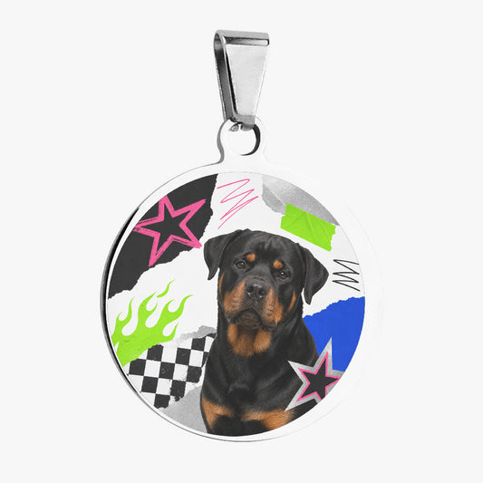 Rottweiler Punk Checkered Graffiti Personalized Dog ID Tag