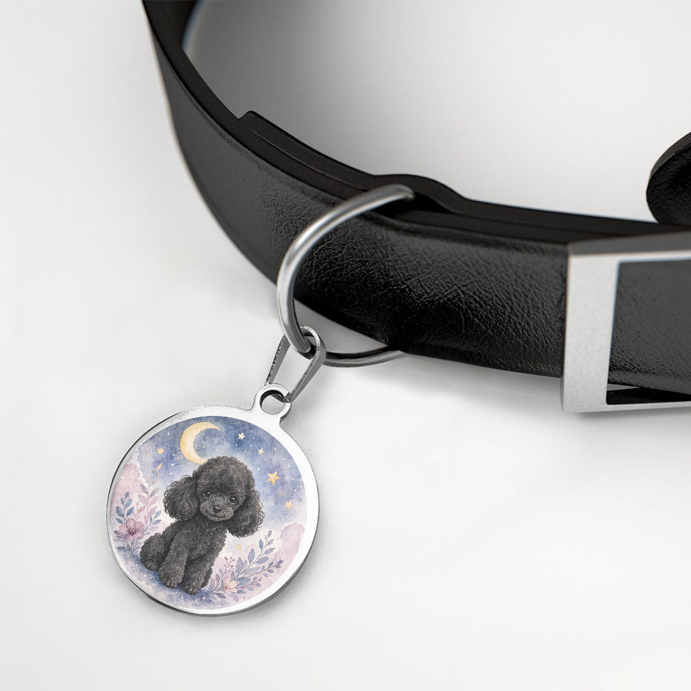 Poodle Moonlit Floral Portrait personalized dog ID tag product detail