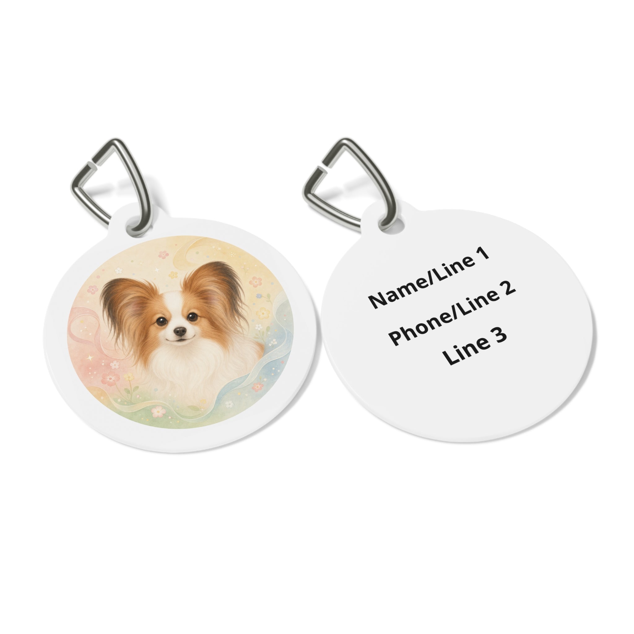 Papillon Dreamy Pastel Portrait Personalized Dog ID Tag