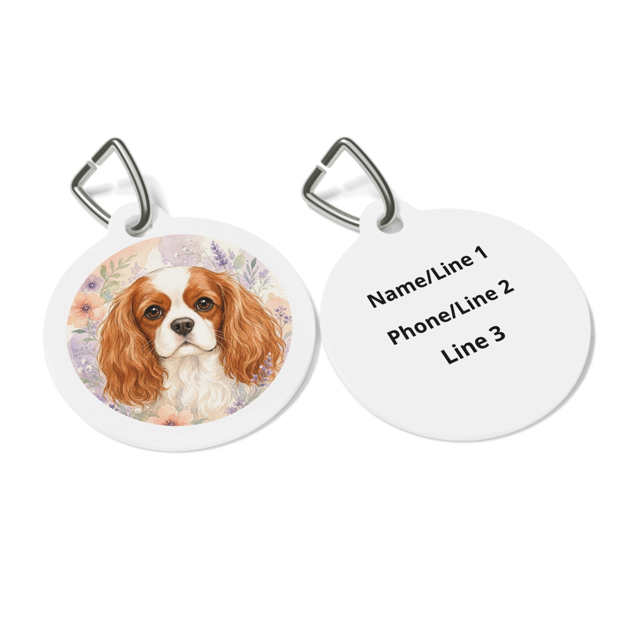 Cavalier King Charles Spaniel Cheerful Playful Portrait Personalized Dog ID Tag