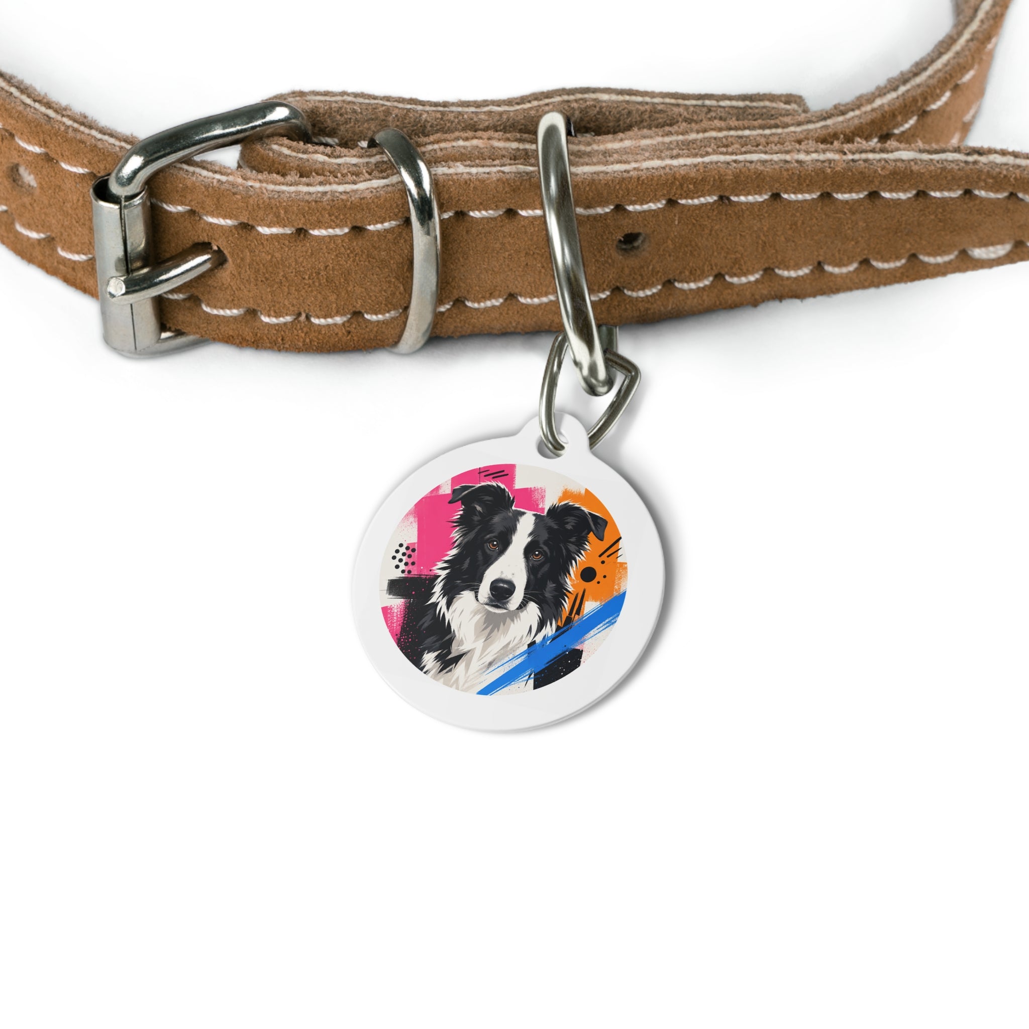 Border Collie Urban Graffiti Personalized Dog ID Tag