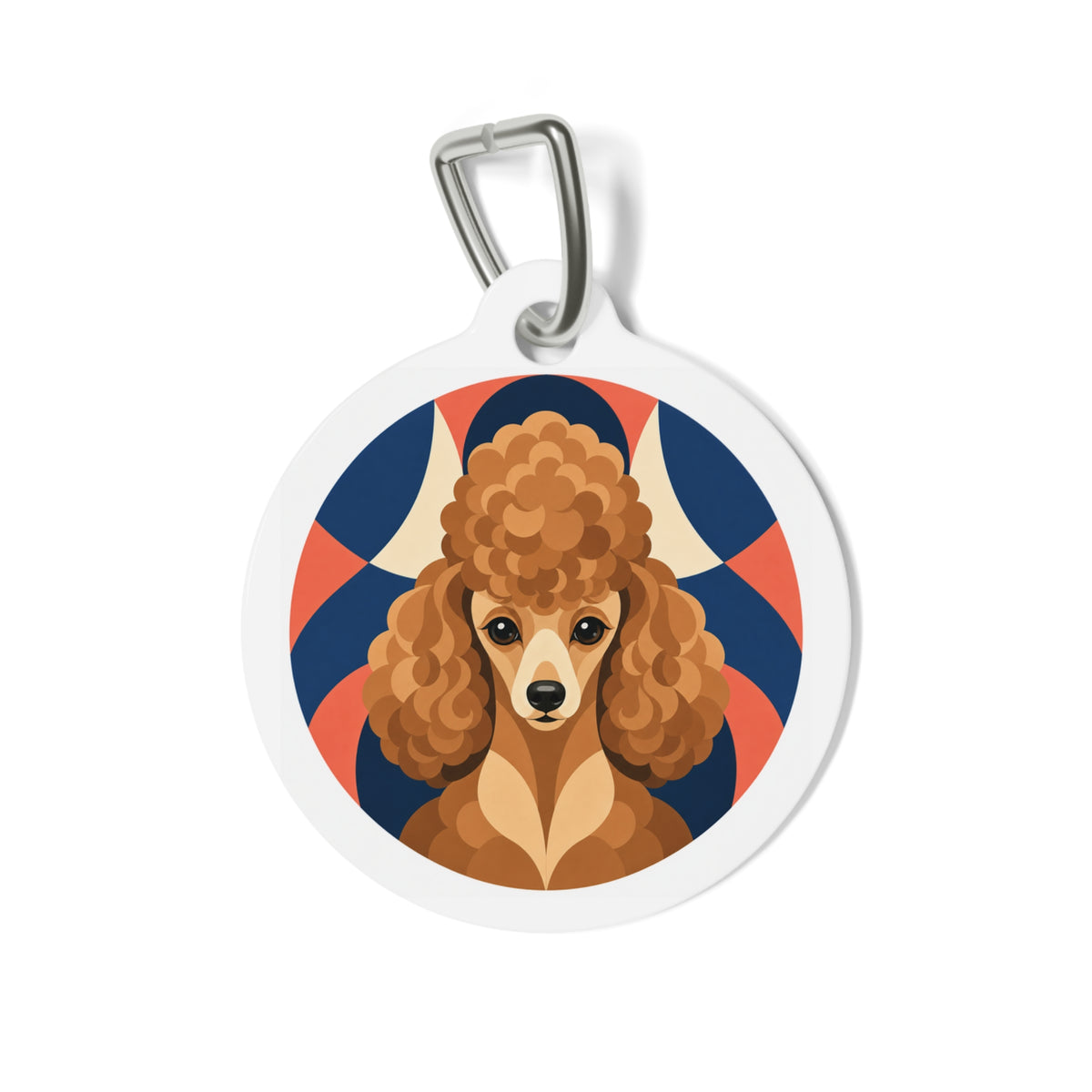 Toy Poodle Retro Warm Geometric Show Poodle Personalized Dog ID Tag