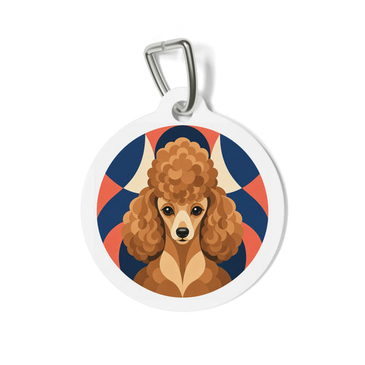 Toy Poodle Retro Warm Geometric Show Poodle Personalized Dog ID Tag