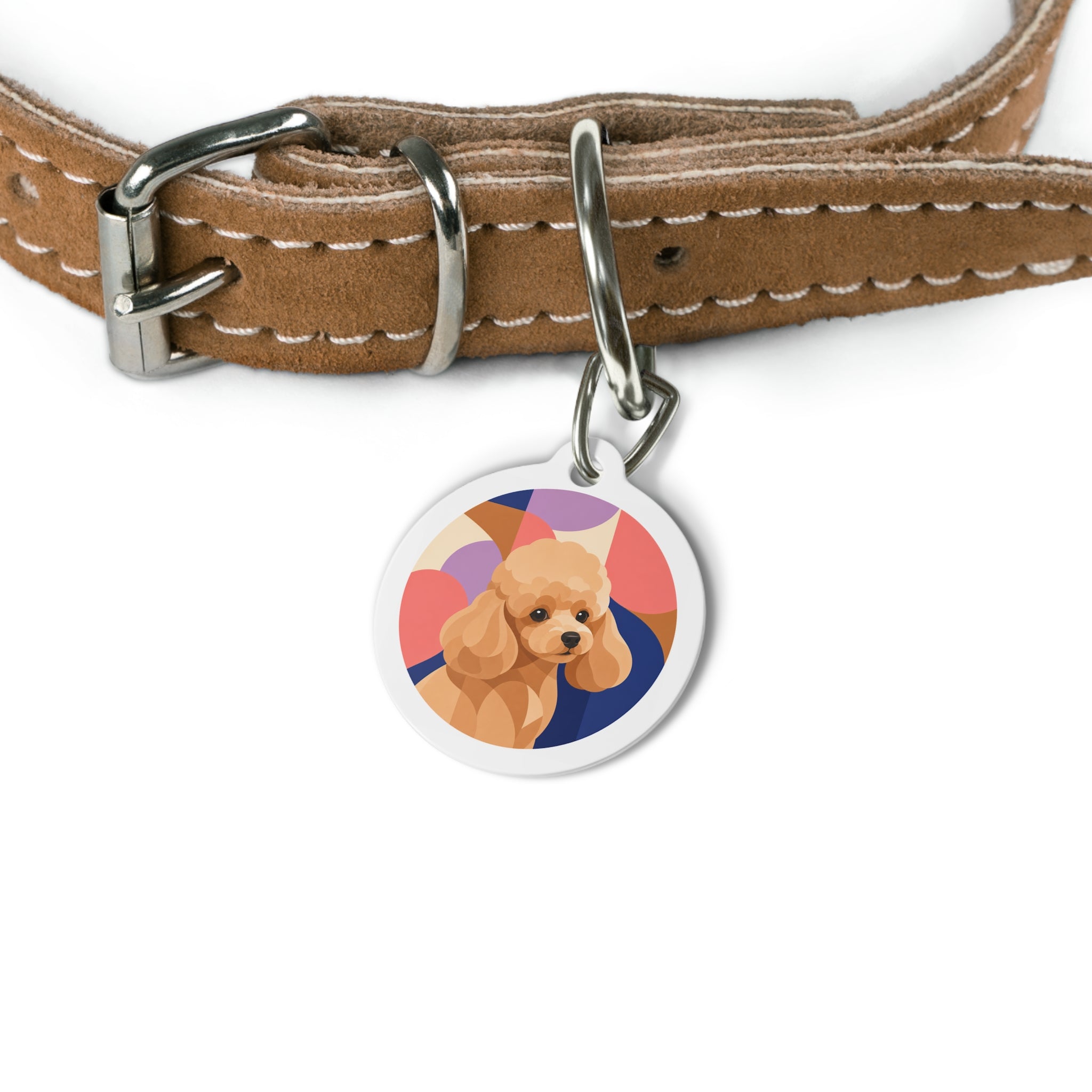 Toy Poodle Warm Mod Shapes Apricot Personalized Dog ID Tag