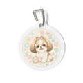 Shih Tzu Sweet Floral Pastel Personalized Dog ID Tag