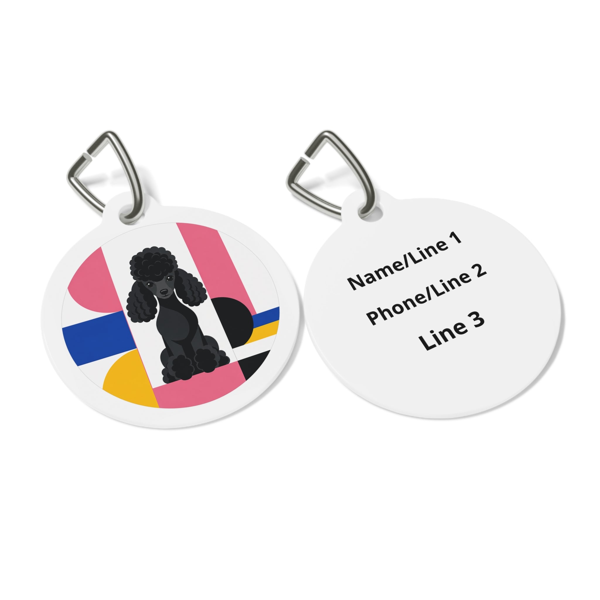 Toy Poodle Memphis Color Block Black Personalized Dog ID Tag
