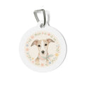 Chapa identificativa personalizada para perro Whippet con delicada corona floral
