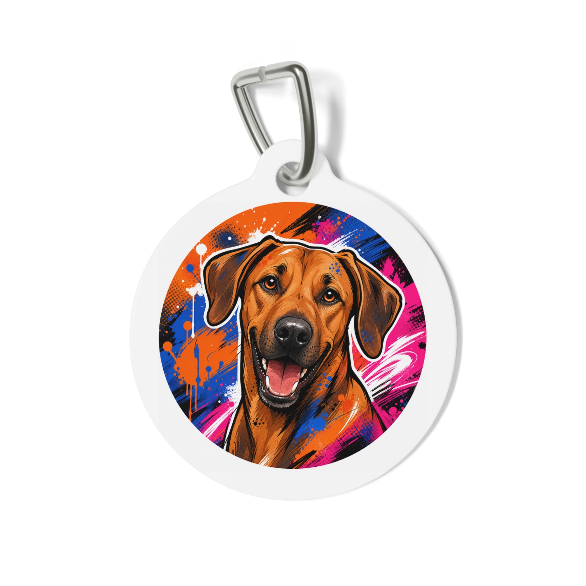 Rhodesian Ridgeback Neon Pop Portrait Personalized Dog ID Tag