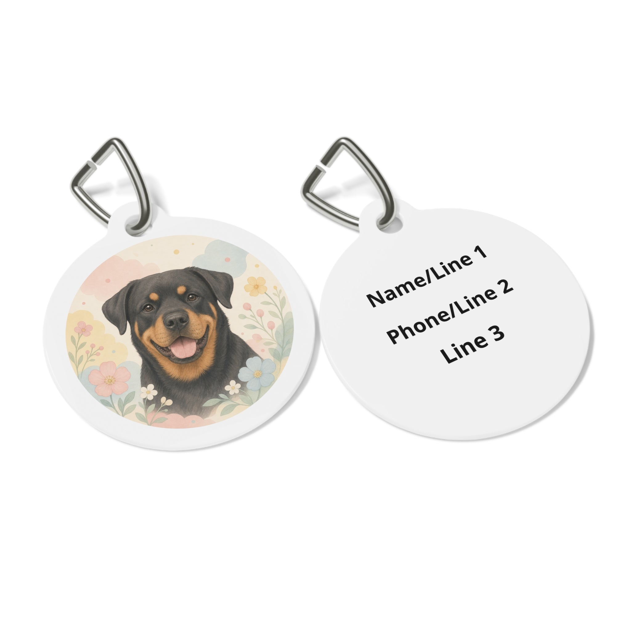 Rottweiler Soft Bloom Watercolor Personalized Dog ID Tag