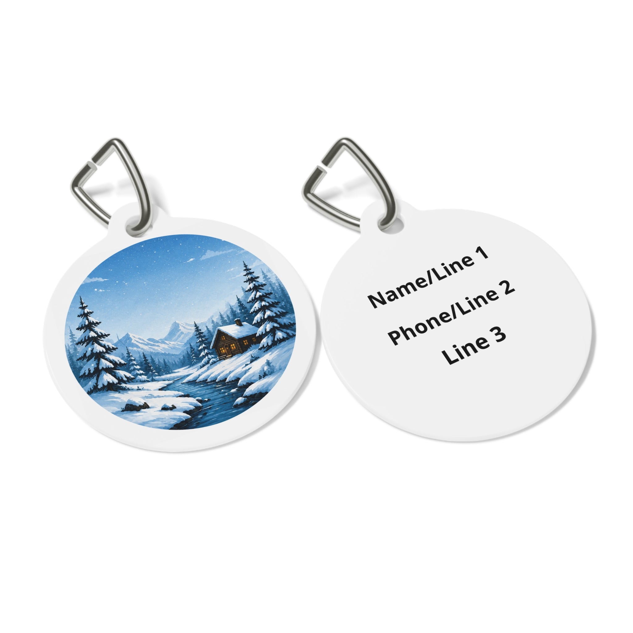 Cozy Cabin Scenic Outdoor Adventure Personalized Dog ID Tag