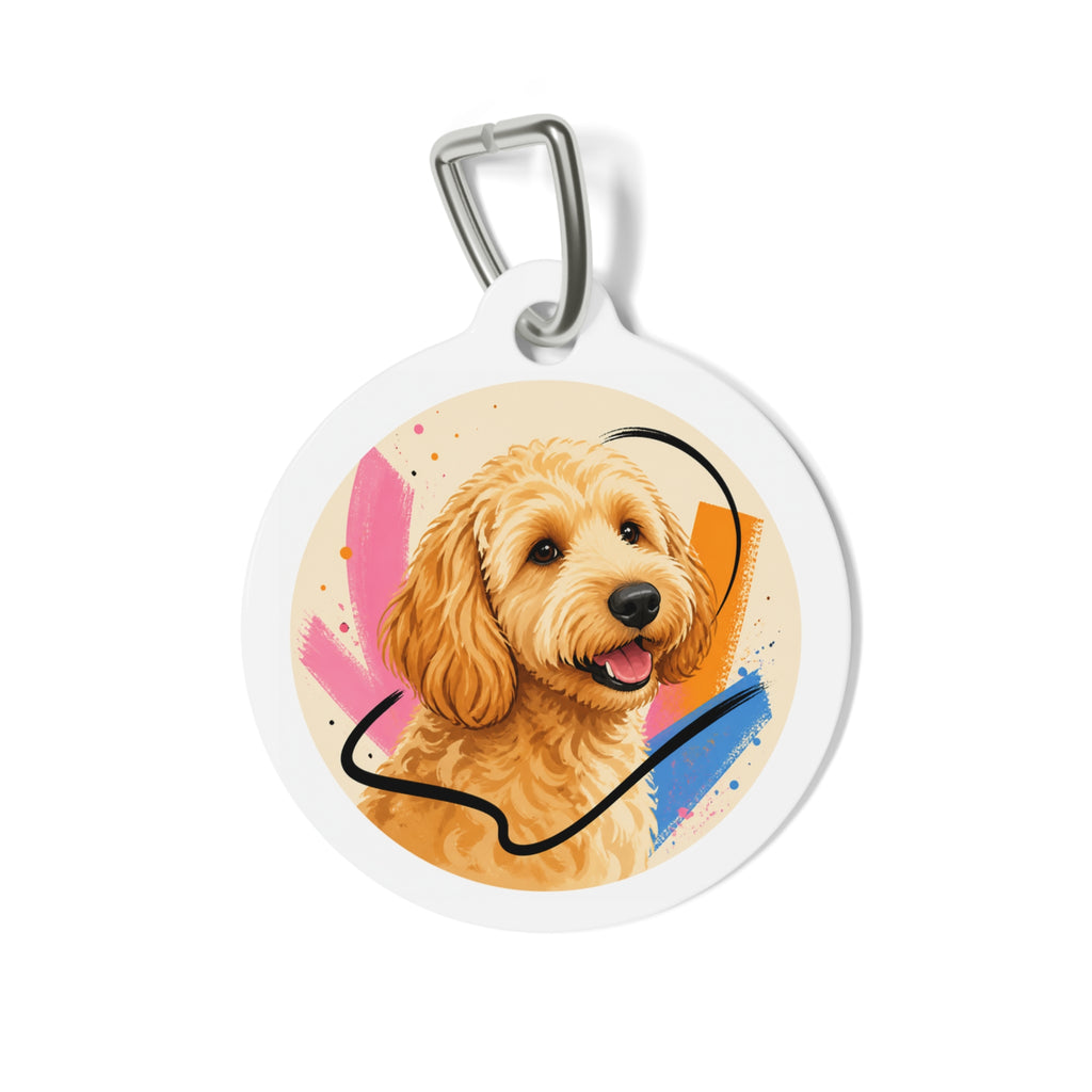 Goldendoodle Bright Pup Portrait Personalized Dog ID Tag