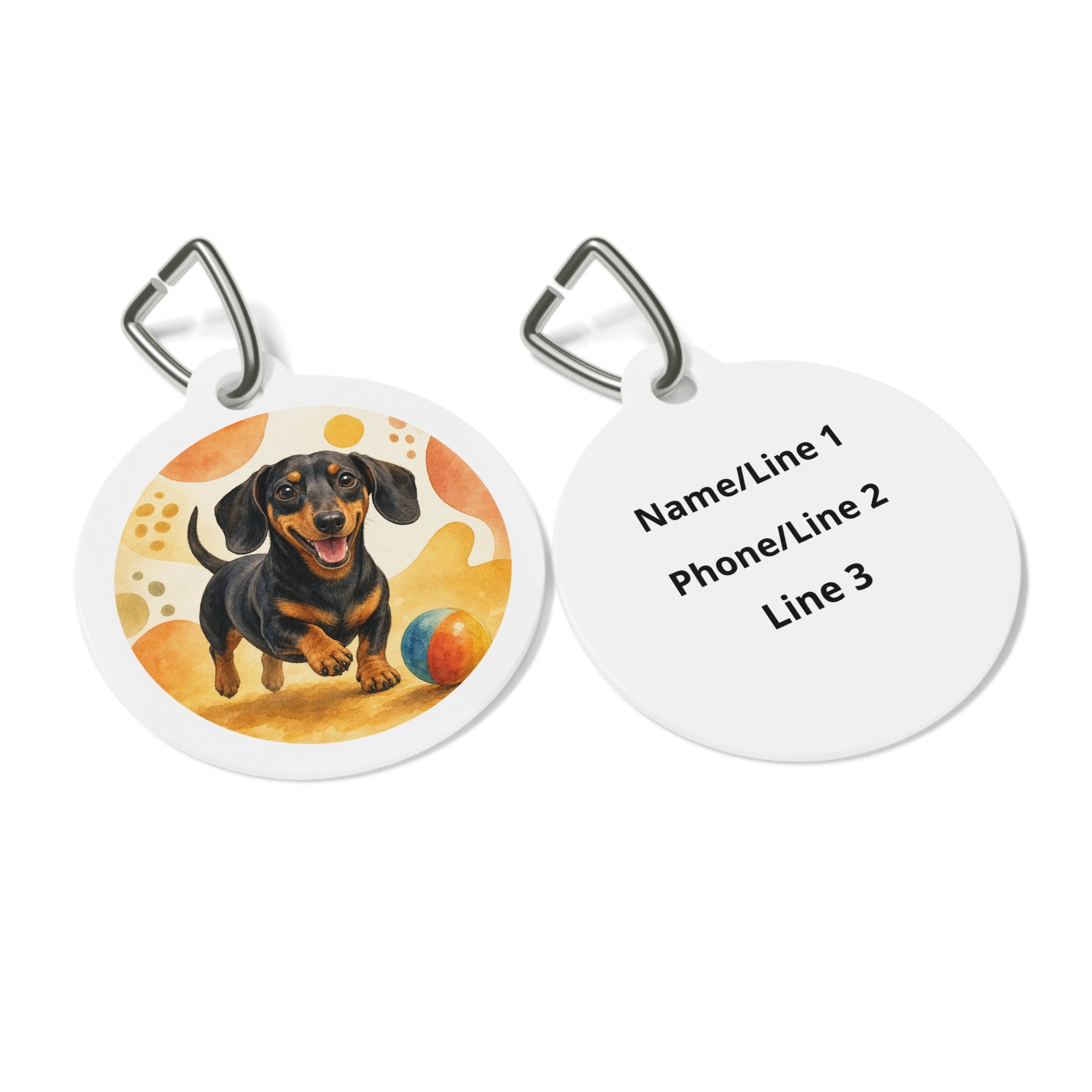 Dachshund Vivid Playful Portrait Personalized Dog ID Tag