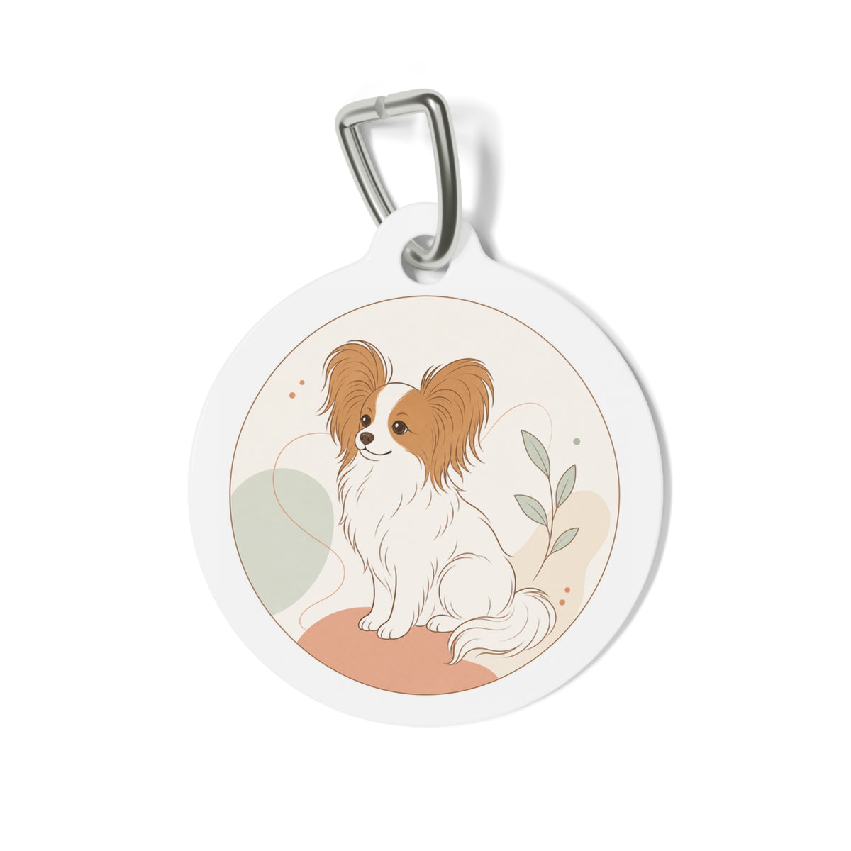 Papillon Warm Modern Botanical Personalized Dog ID Tag