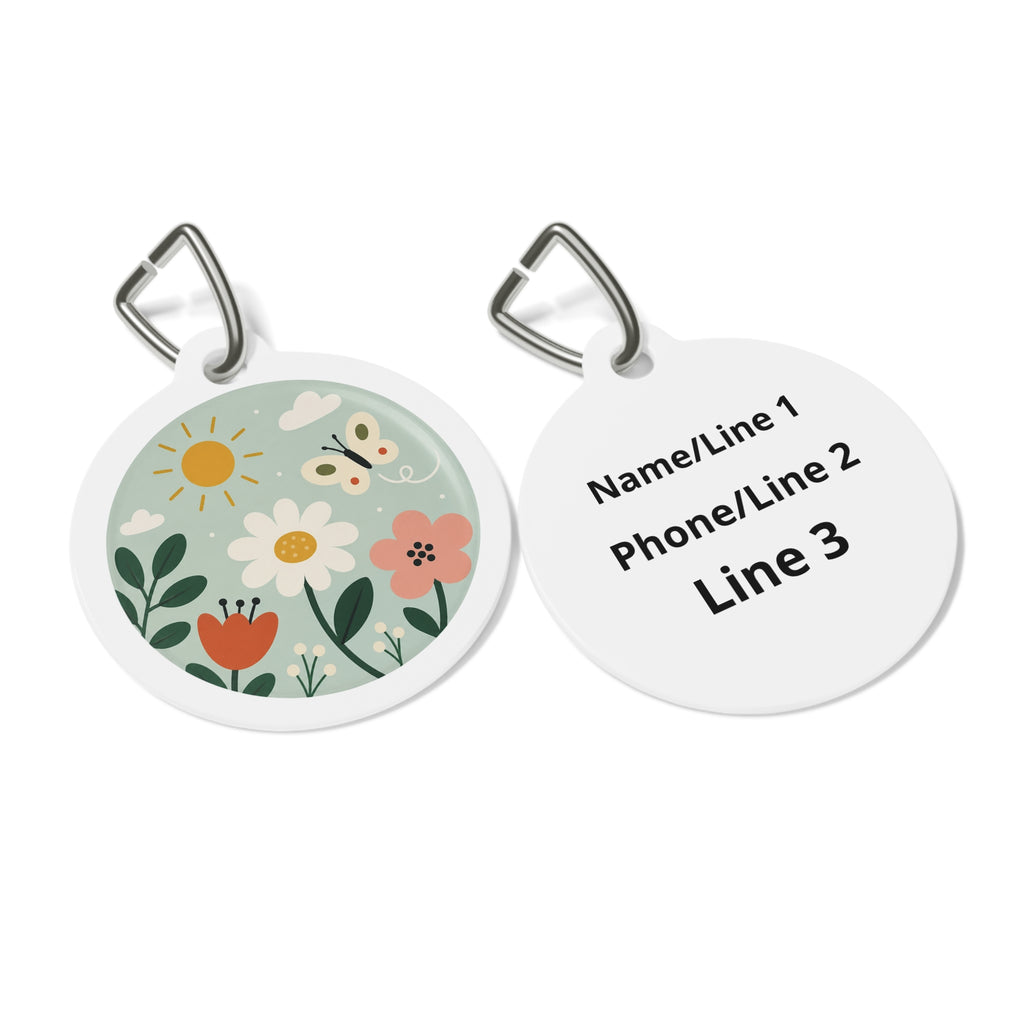 Clover Butterfly Meadow Wildflower Dog ID Tag