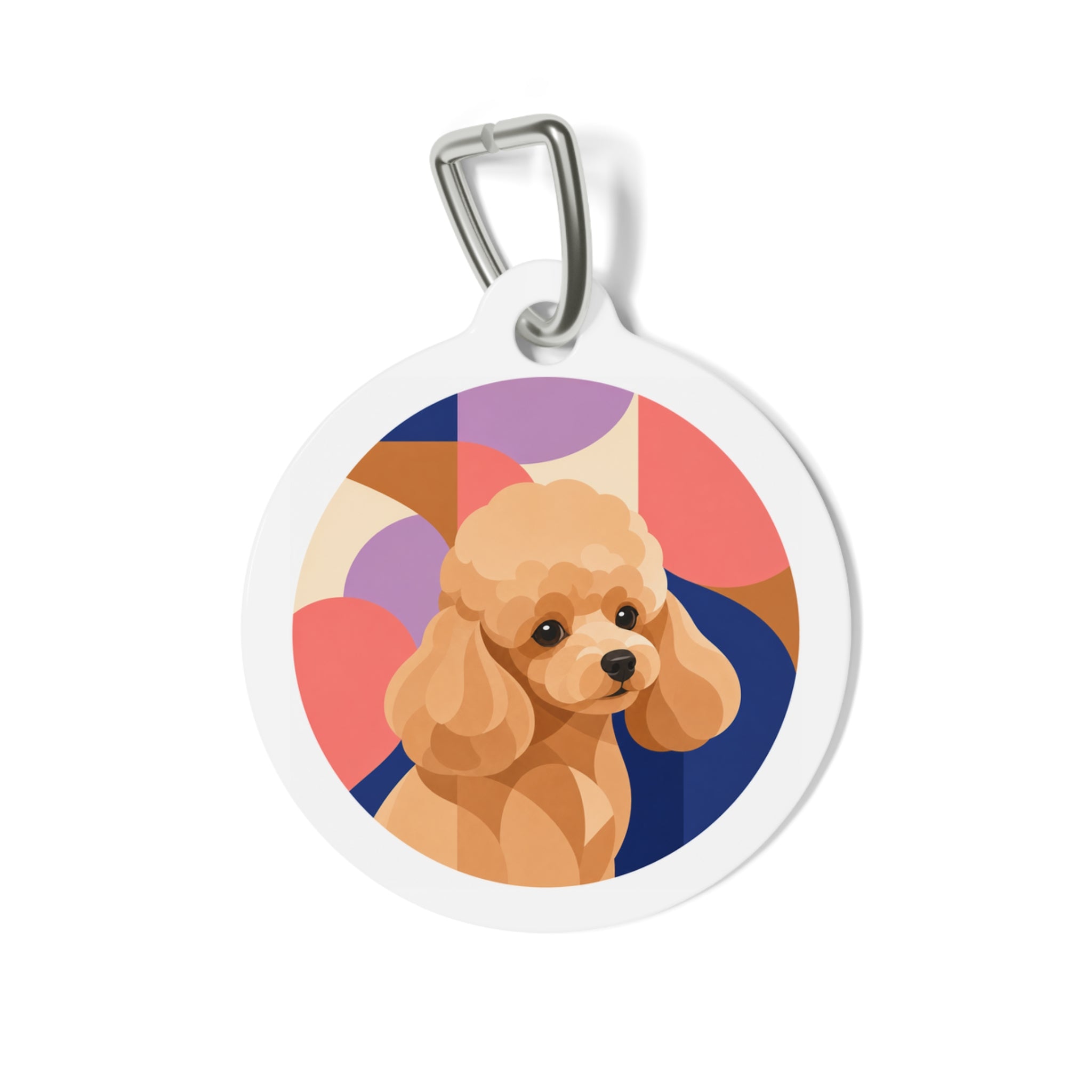 Toy Poodle Warm Mod Shapes Apricot Personalized Dog ID Tag