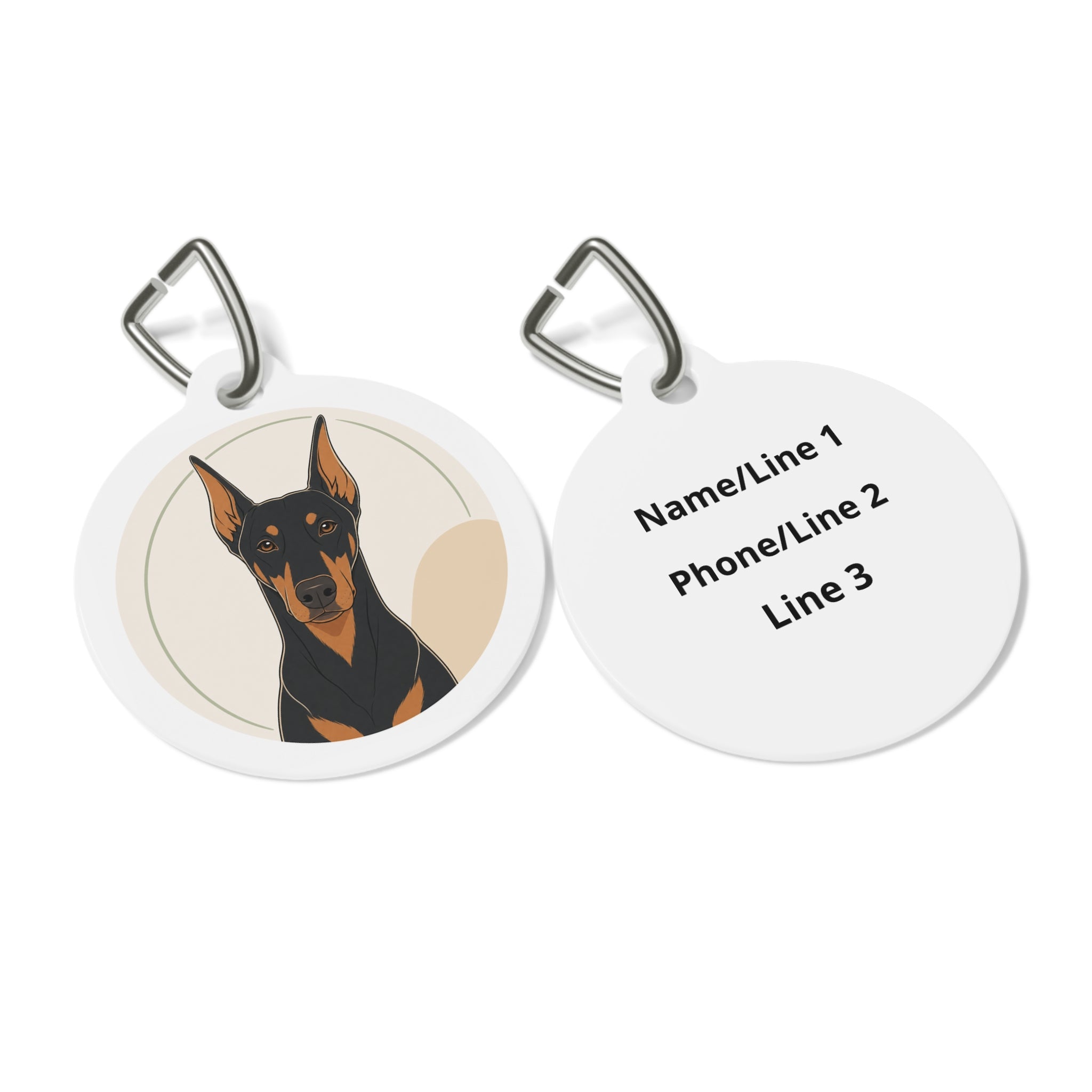 Doberman Pinscher Minimal Geometric Portrait Personalized Dog ID Tag