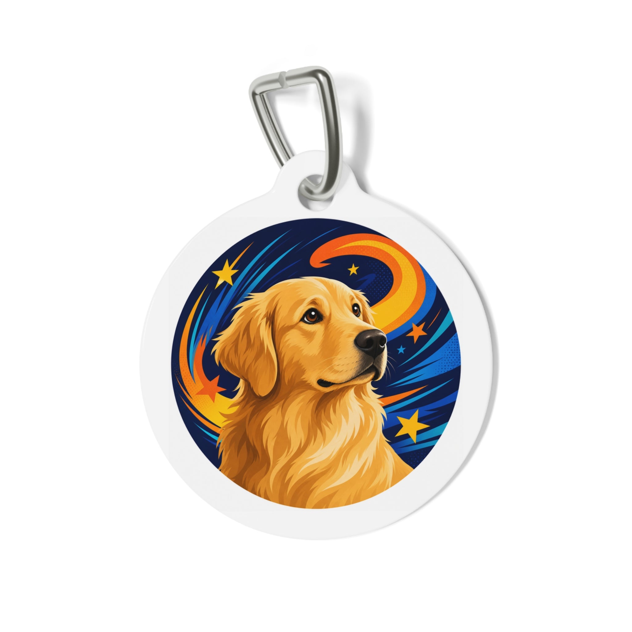 Placa de identificación personalizada para perro Golden Retriever Deseos a la luz de la luna