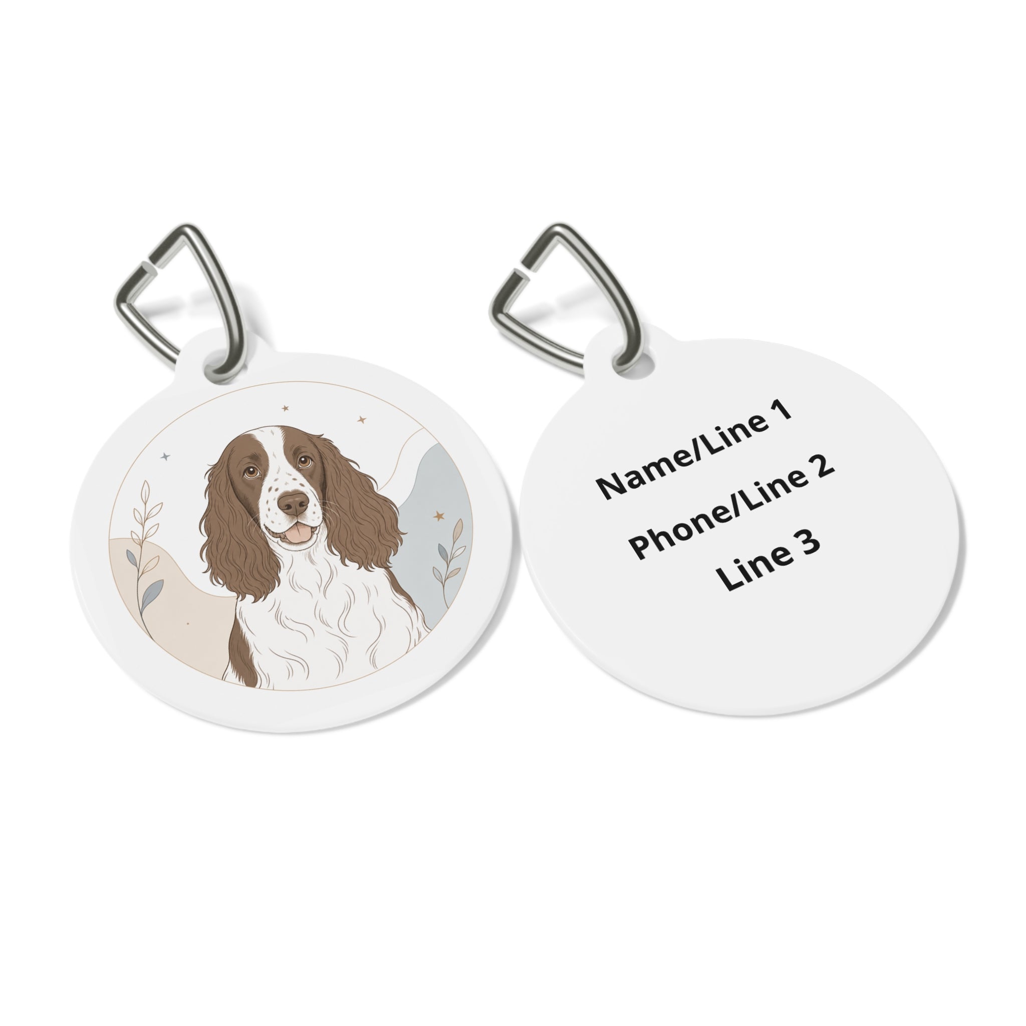 English Springer Spaniel Minimal Neutral Personalized Dog ID Tag