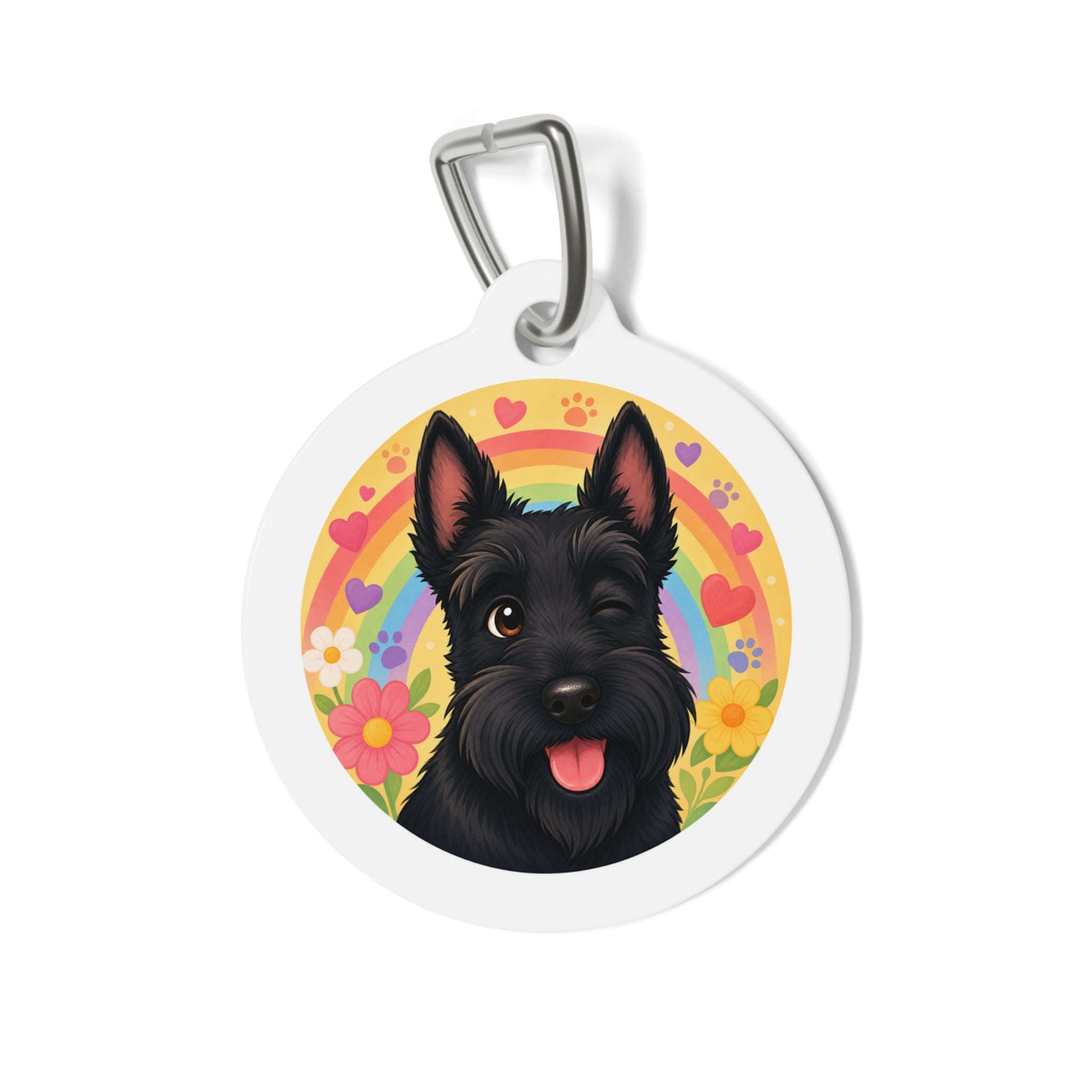 Scottish Terrier Floral Pop Personalized Dog ID Tag