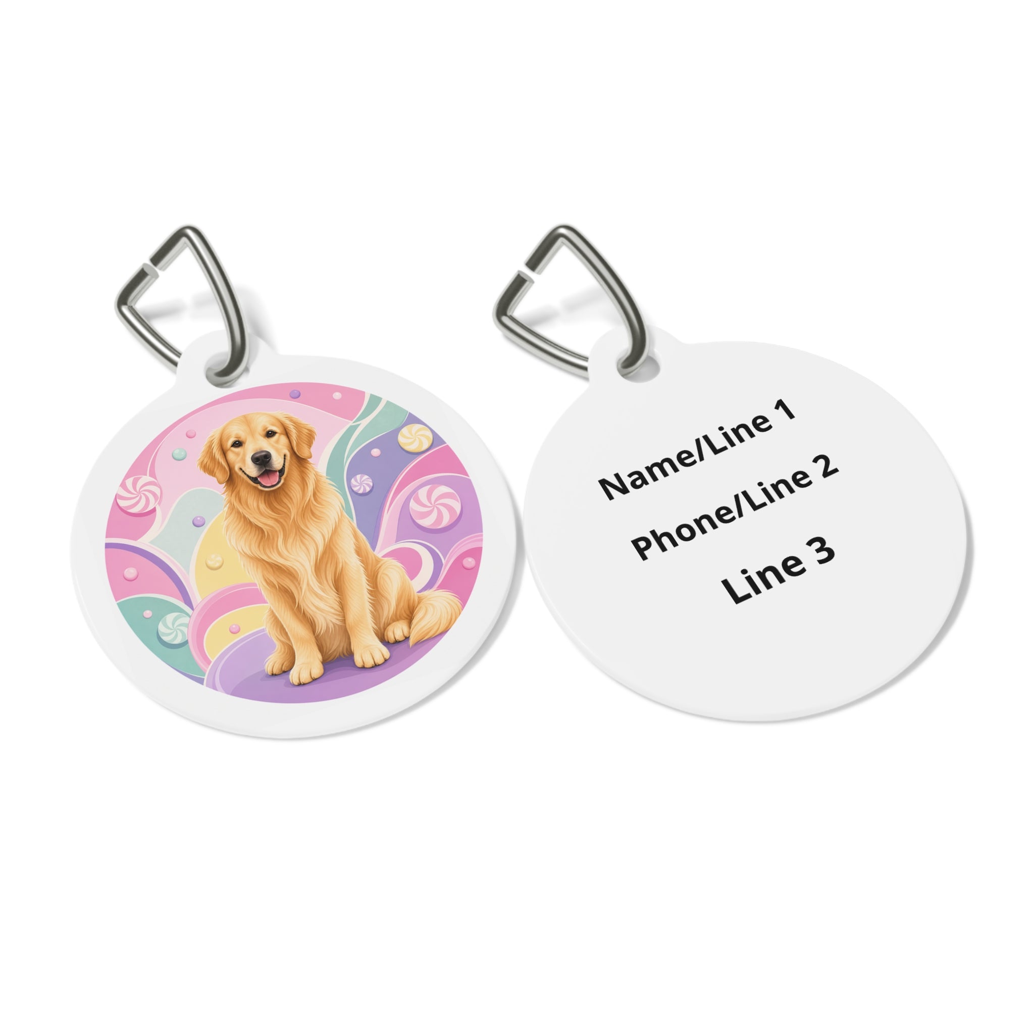 Golden Retriever Candy Swirl Personalized Dog ID Tag