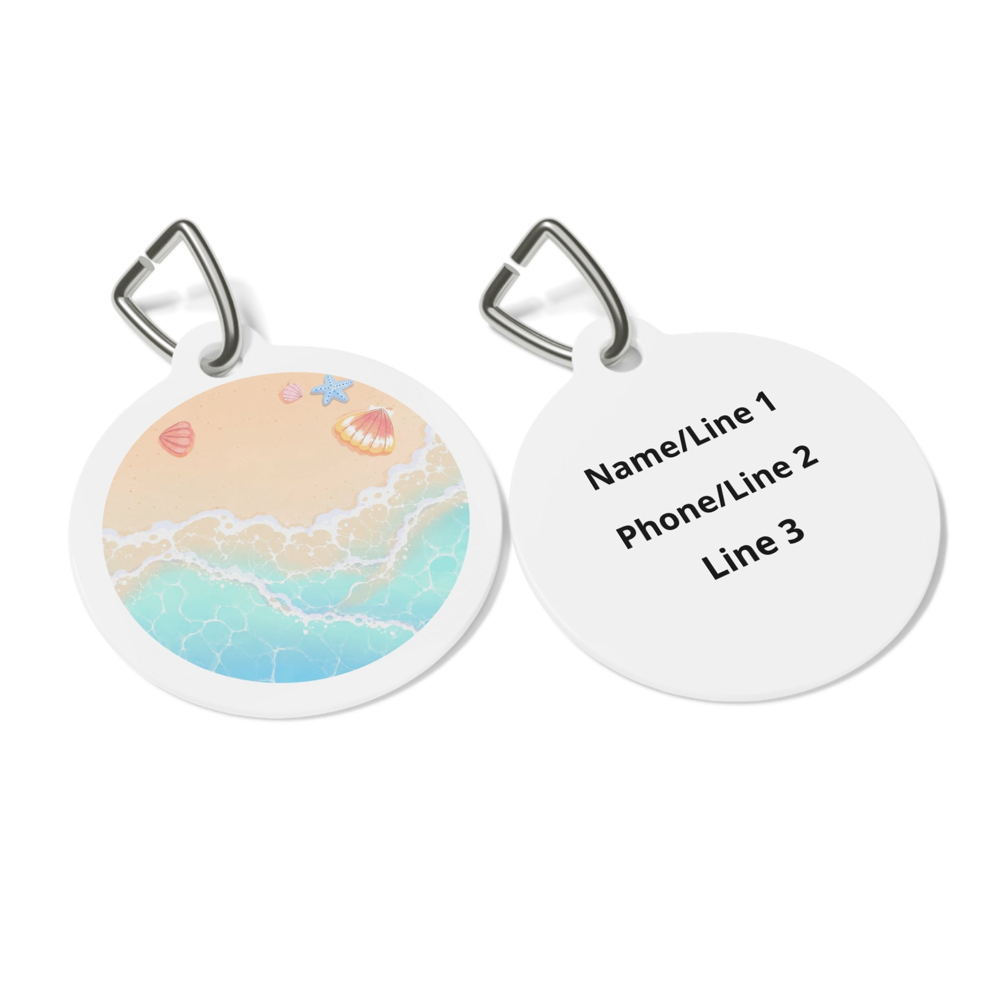 Pastel Shoreline Dreamy Coastal Scene Personalized Dog ID Tag