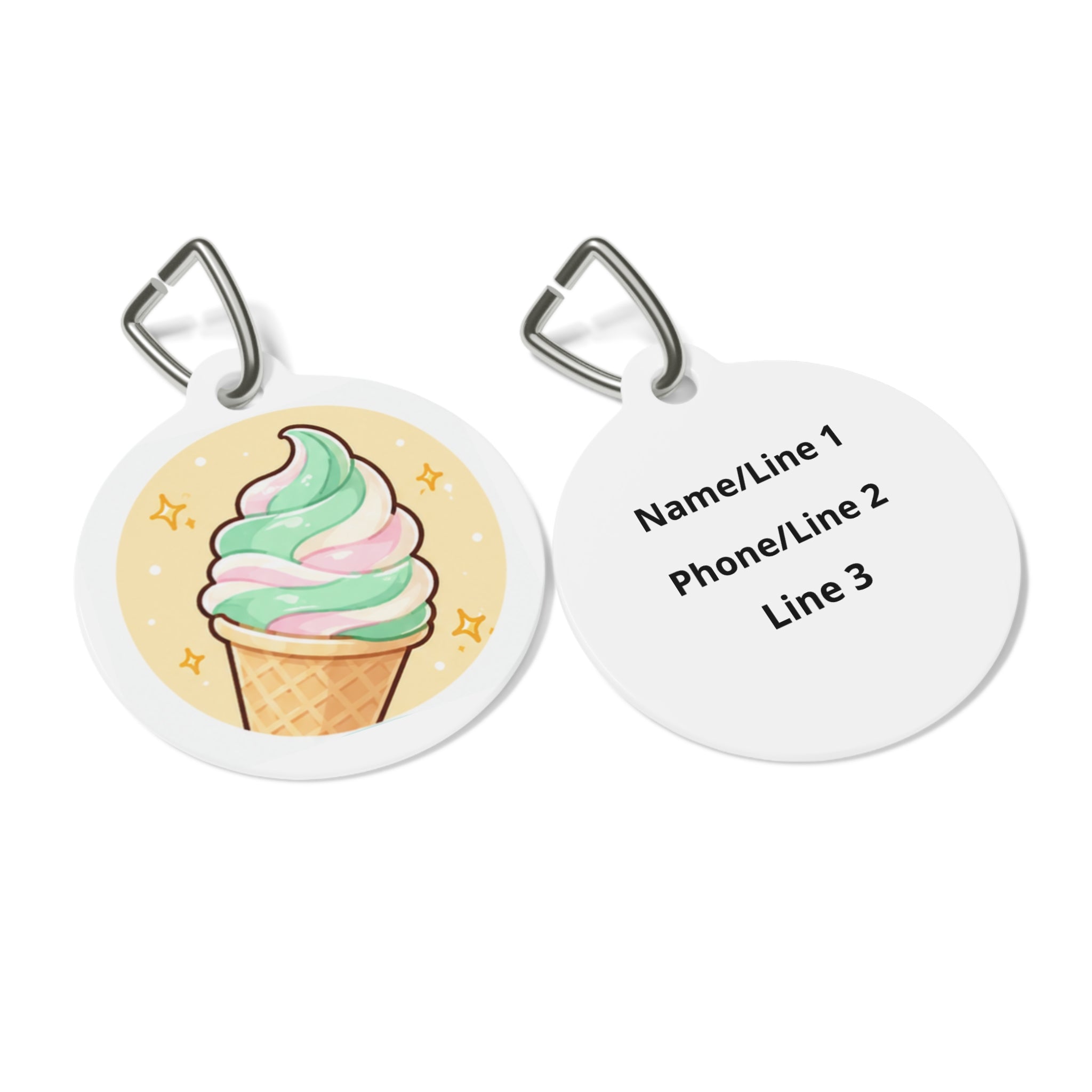 Pastel Swirl Cone Whimsical Foodie Art Personalized Dog ID Tag