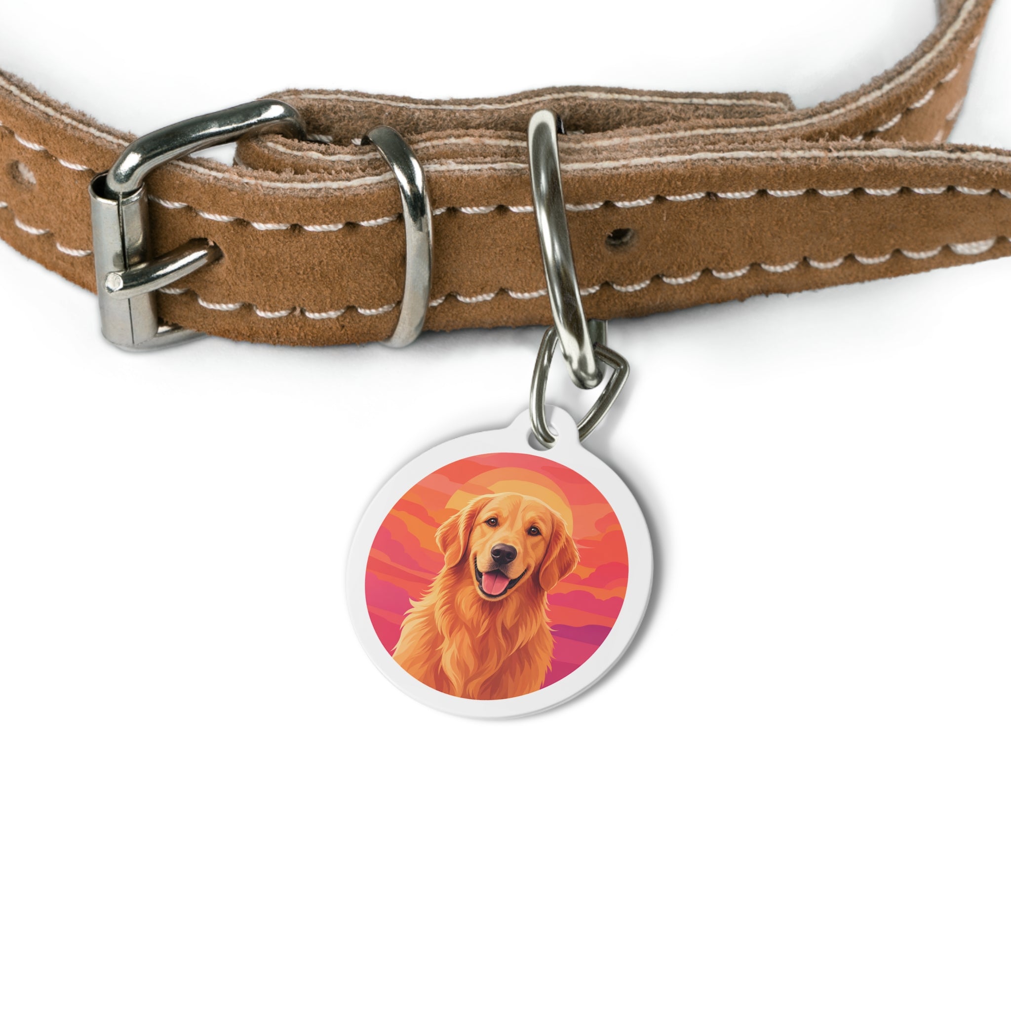 Golden Retriever Sunset Glow Personalized Dog ID Tag