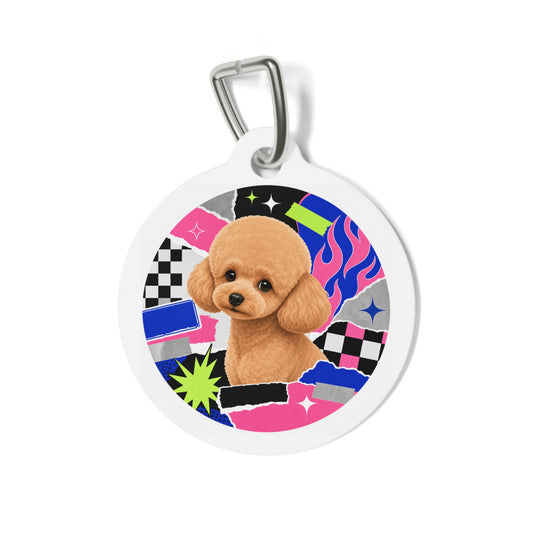 Toy Poodle Punk Collage Apricot Puppy Personalized Dog ID Tag