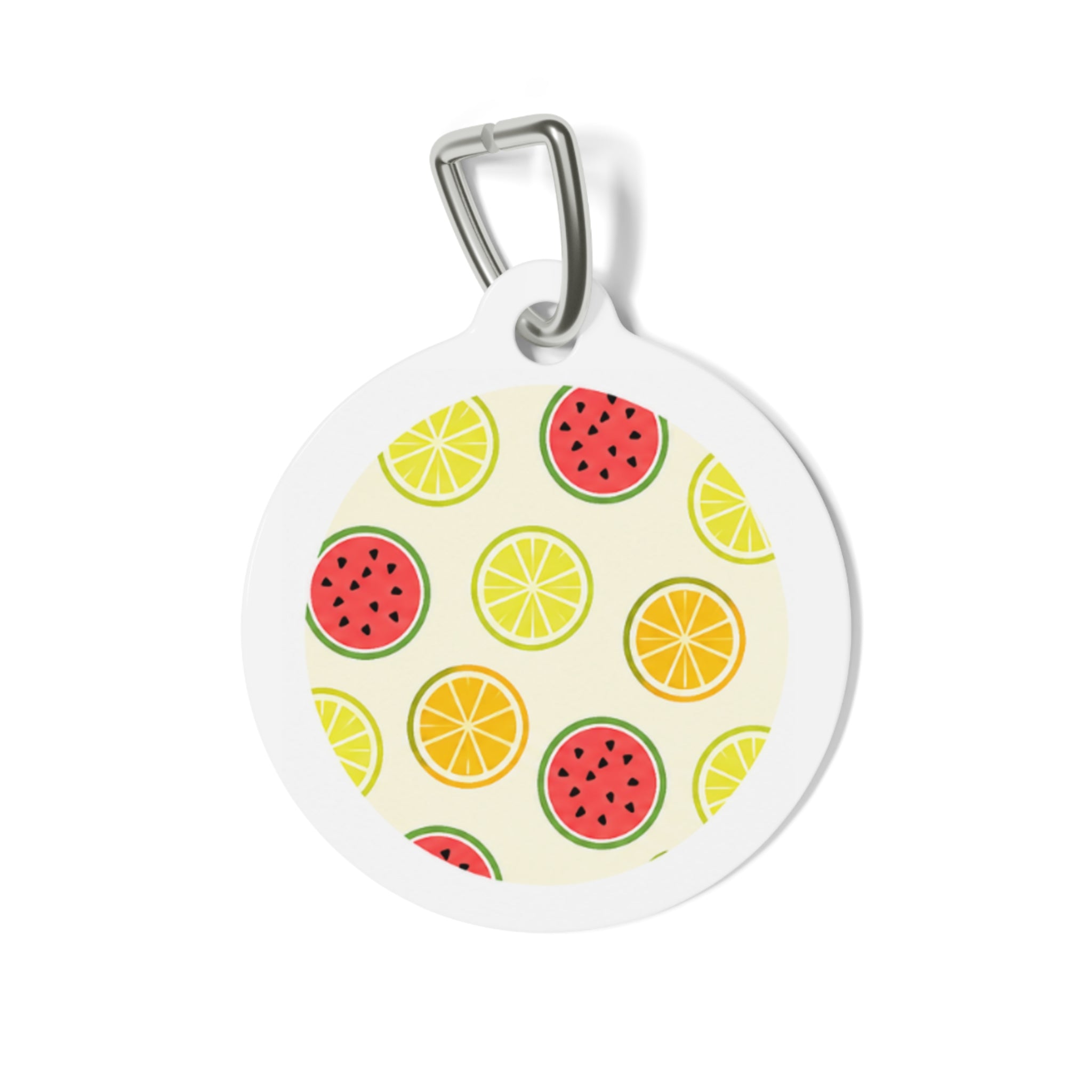 Citrus Melon Mix Cheerful Fruit Pattern Personalized Dog ID Tag