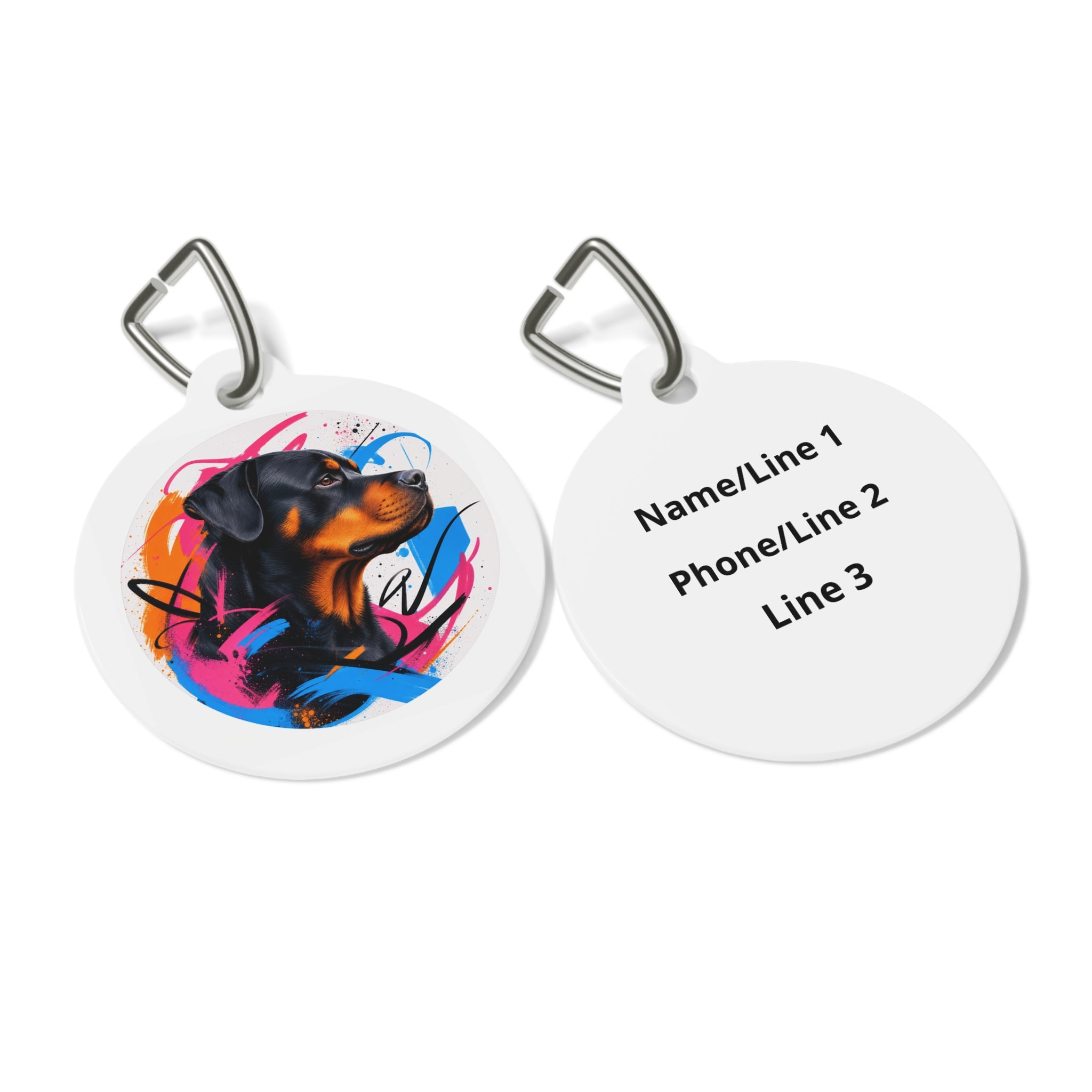 Rottweiler Graffiti Splash Profile Personalized Dog ID Tag