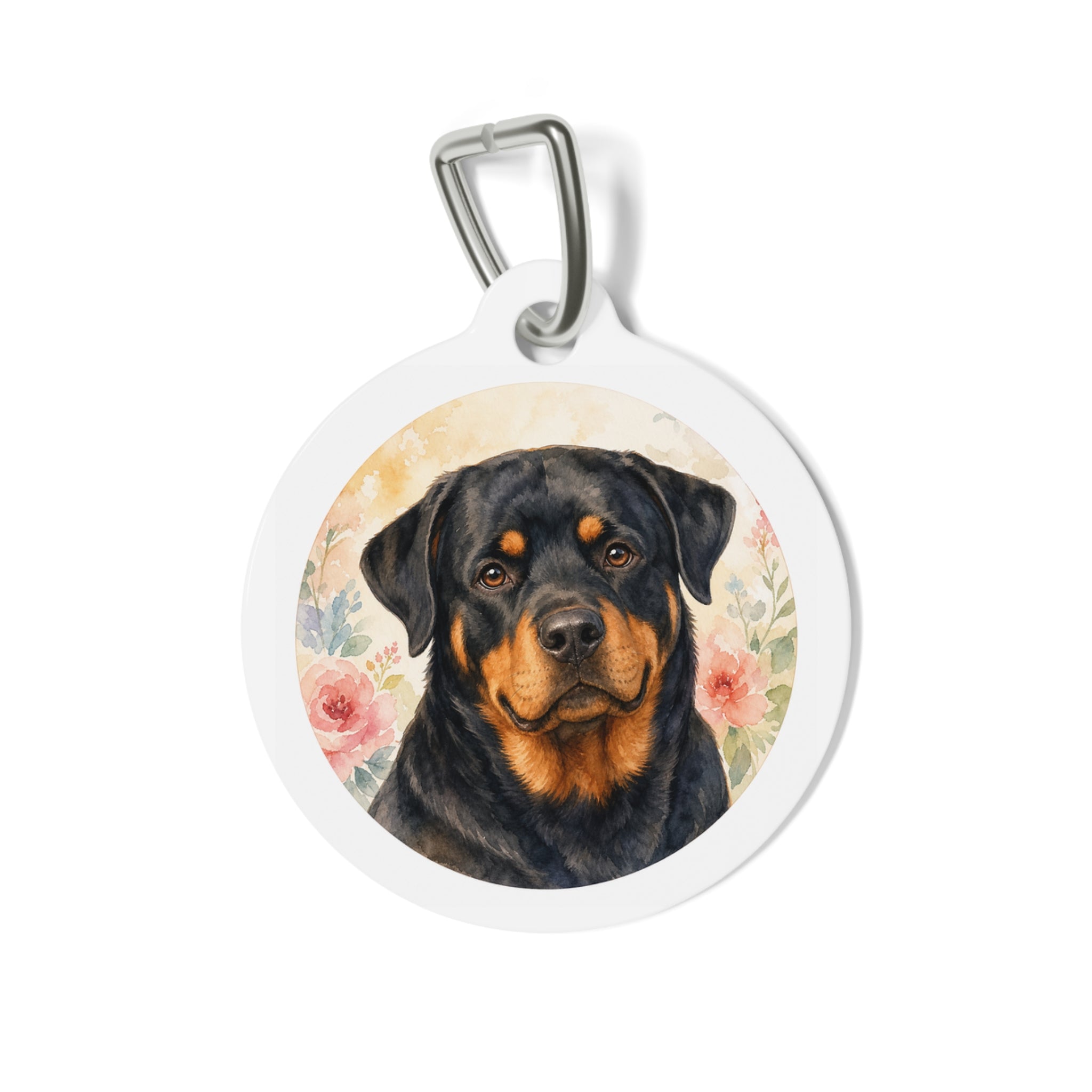 Rottweiler Blush Garden Portrait Personalized Dog ID Tag