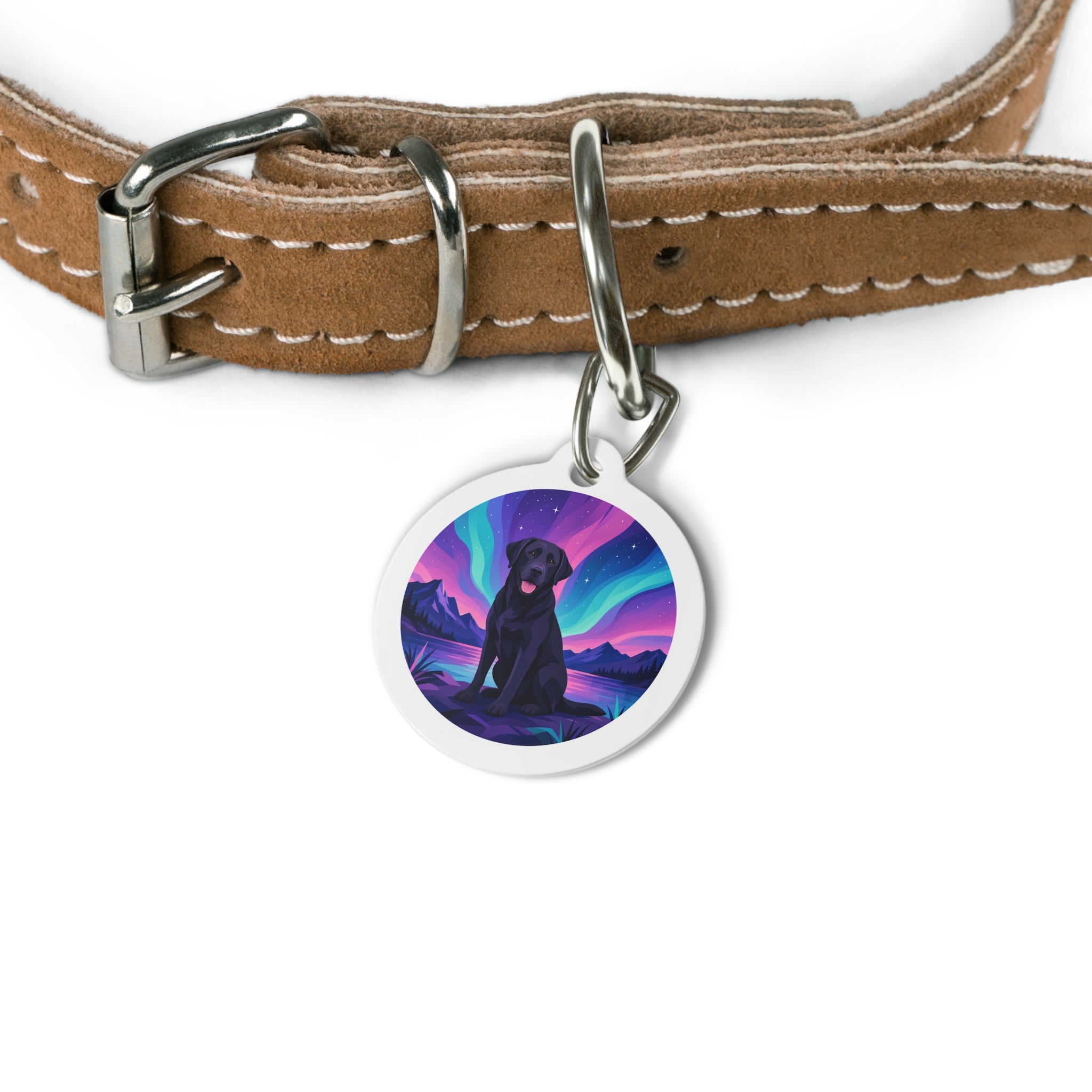 Labrador Retriever Northern Lights Black Personalized Dog ID Tag