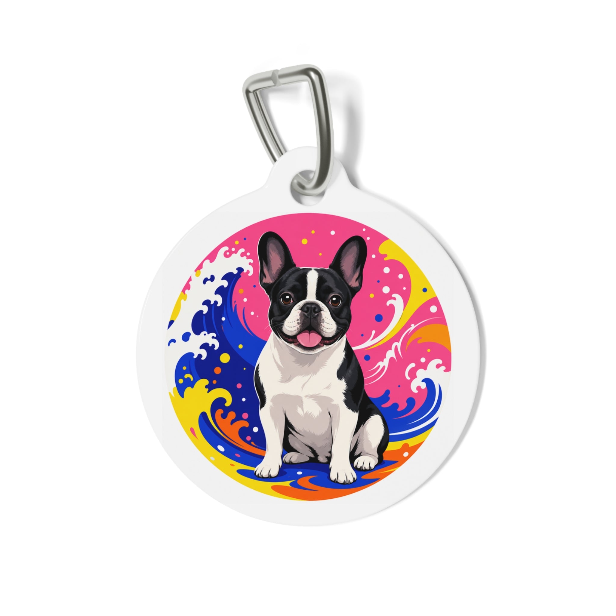 French Bulldog Whimsical Vibrant Color Personalized Dog ID Tag