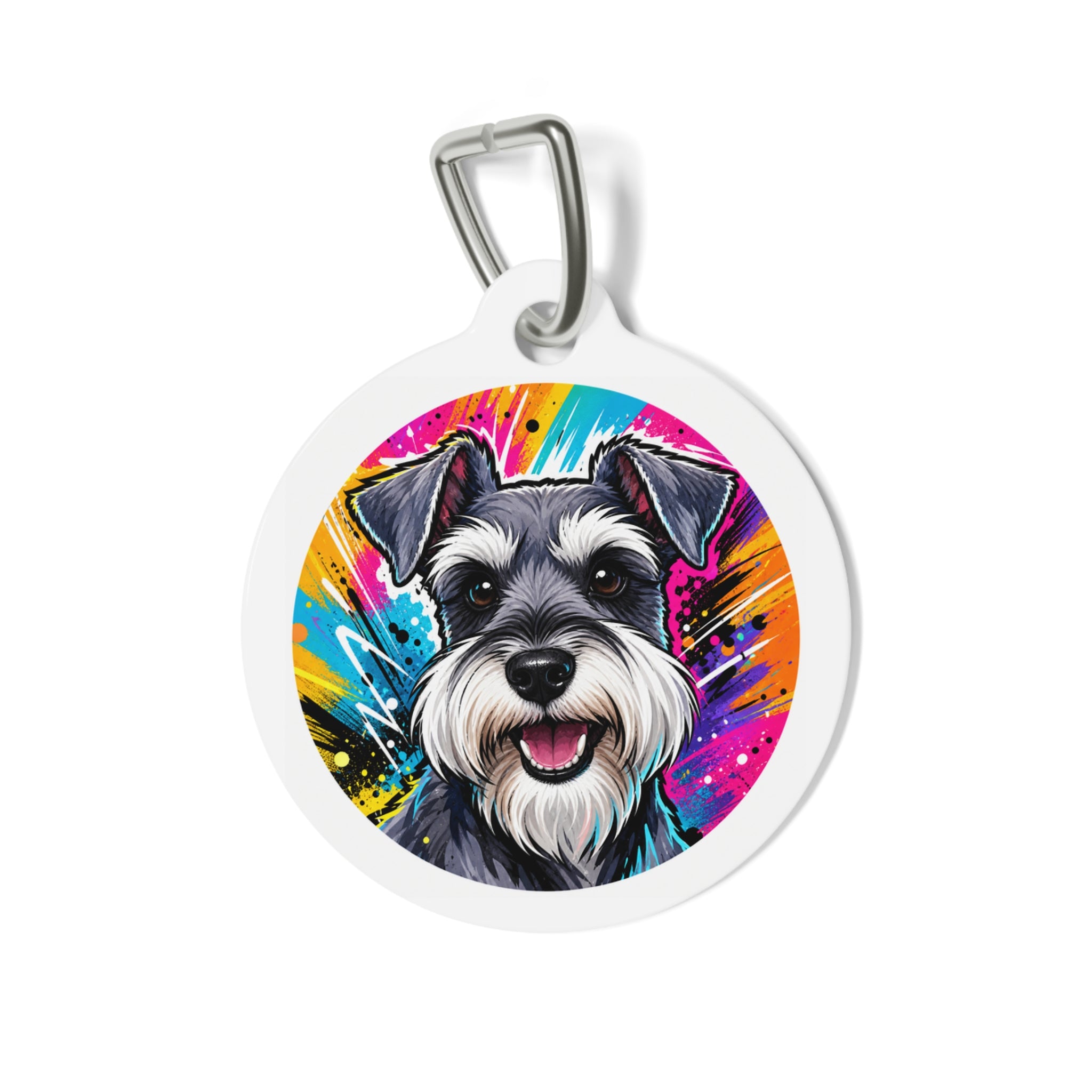 Miniature Schnauzer Joyful Pop Art Personalized Dog ID Tag
