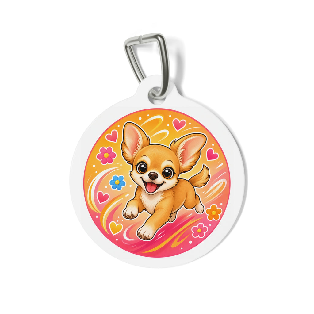 Chihuahua Kawaii Orange Hearts Personalized Dog ID Tag